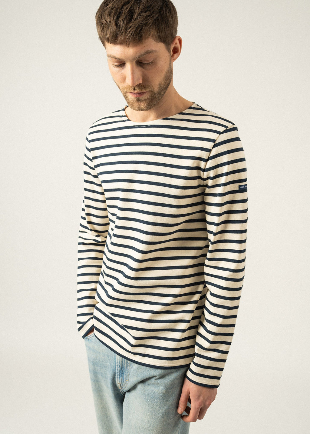 Saint James MERIDIEN MODERNE - Original Breton Shirt | Heavyweight Cotton | Men Fit (ECRU / NAVY)
