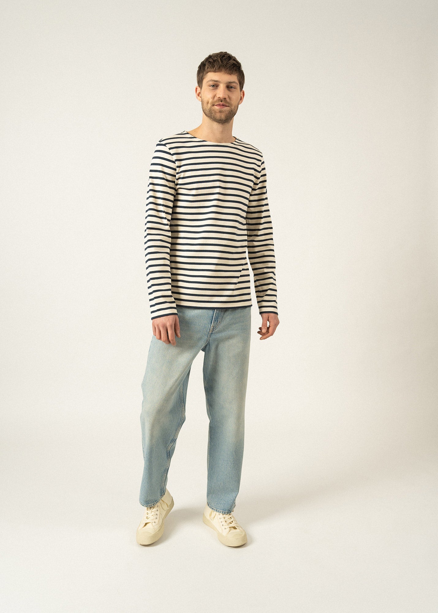 Saint James MERIDIEN MODERNE - Original Breton Shirt | Heavyweight Cotton | Men Fit (ECRU / NAVY)