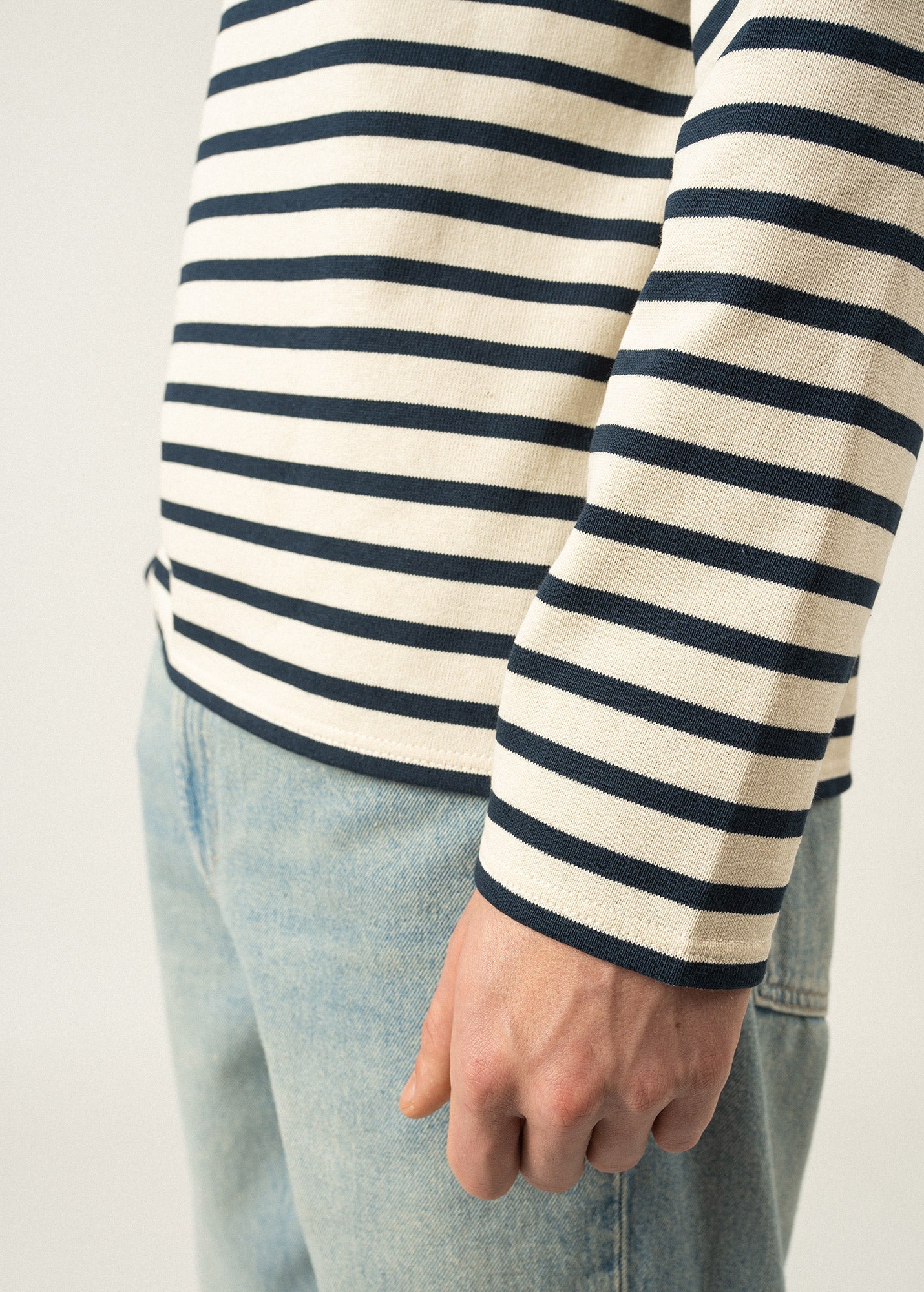 Saint James MERIDIEN MODERNE - Original Breton Shirt | Heavyweight Cotton | Men Fit (ECRU / NAVY)