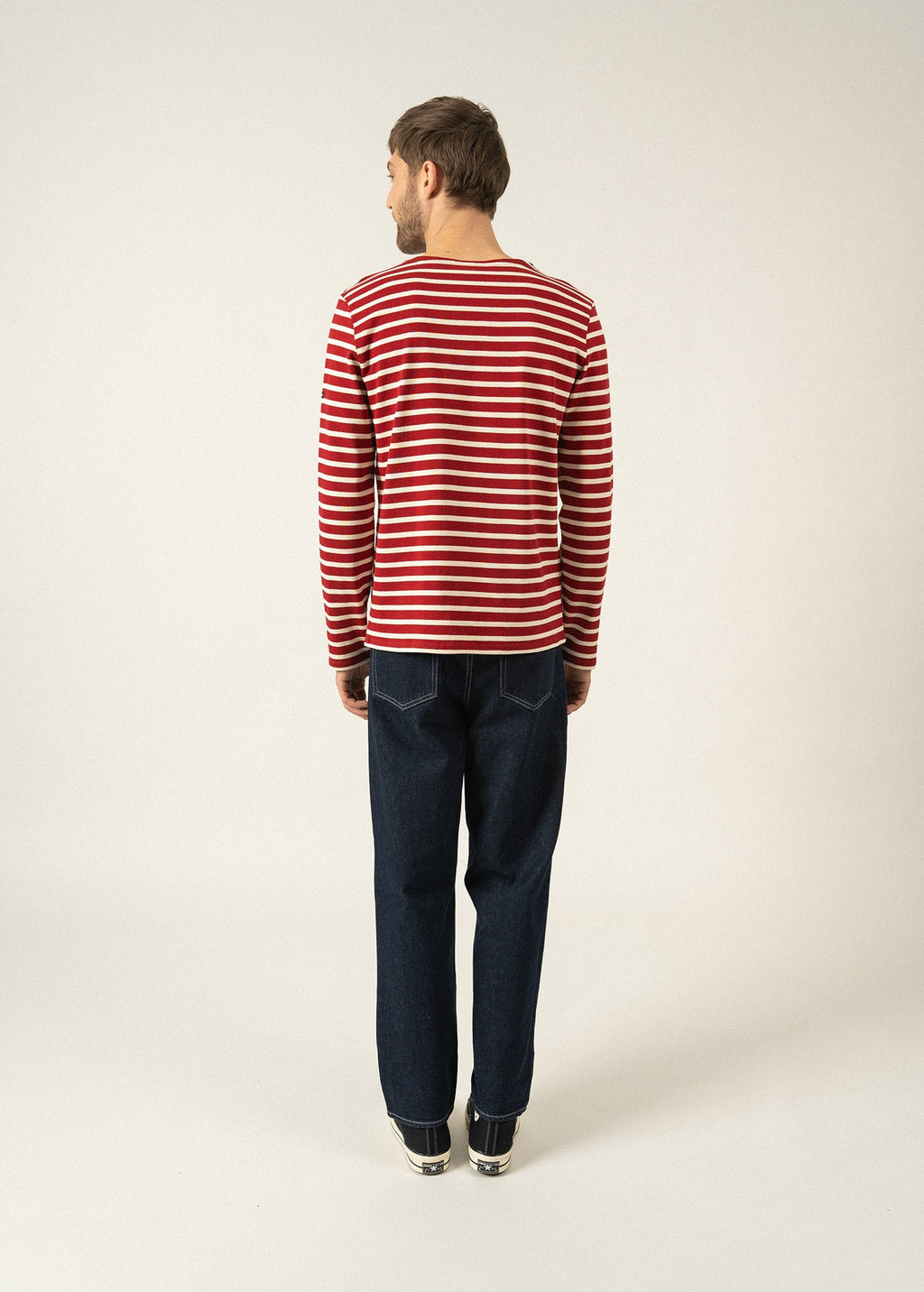 Saint James MERIDIEN MODERNE - Original Breton Shirt | Heavyweight Cotton | Men Fit (MAROON / ECRU)