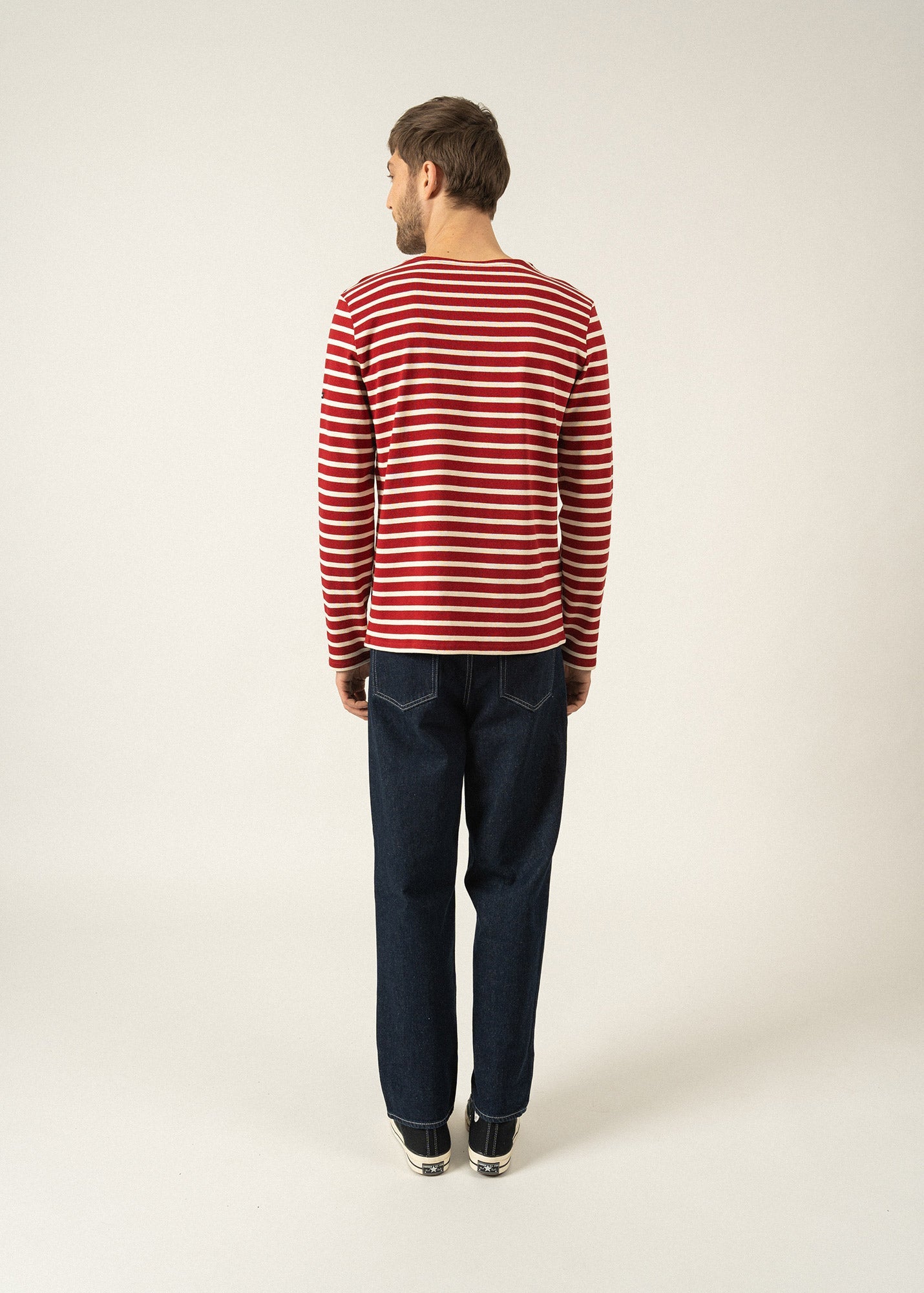 Saint James MERIDIEN MODERNE - Original Breton Shirt | Heavyweight Cotton | Men Fit (MAROON / ECRU)