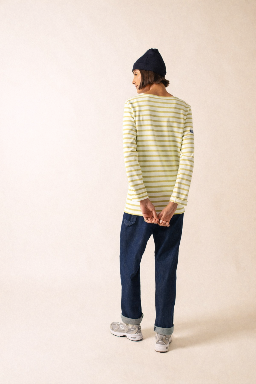 Meridien Moderne Breton Shirt (WHITE / SAGE OLIVE)