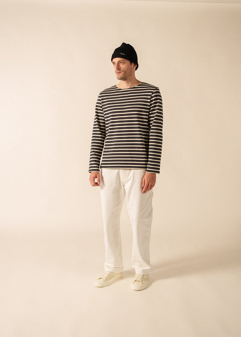 Saint James MERIDIEN MODERNE - Original Breton Shirt | Heavyweight Cotton | Men Fit (CHARCOAL / ECRU)