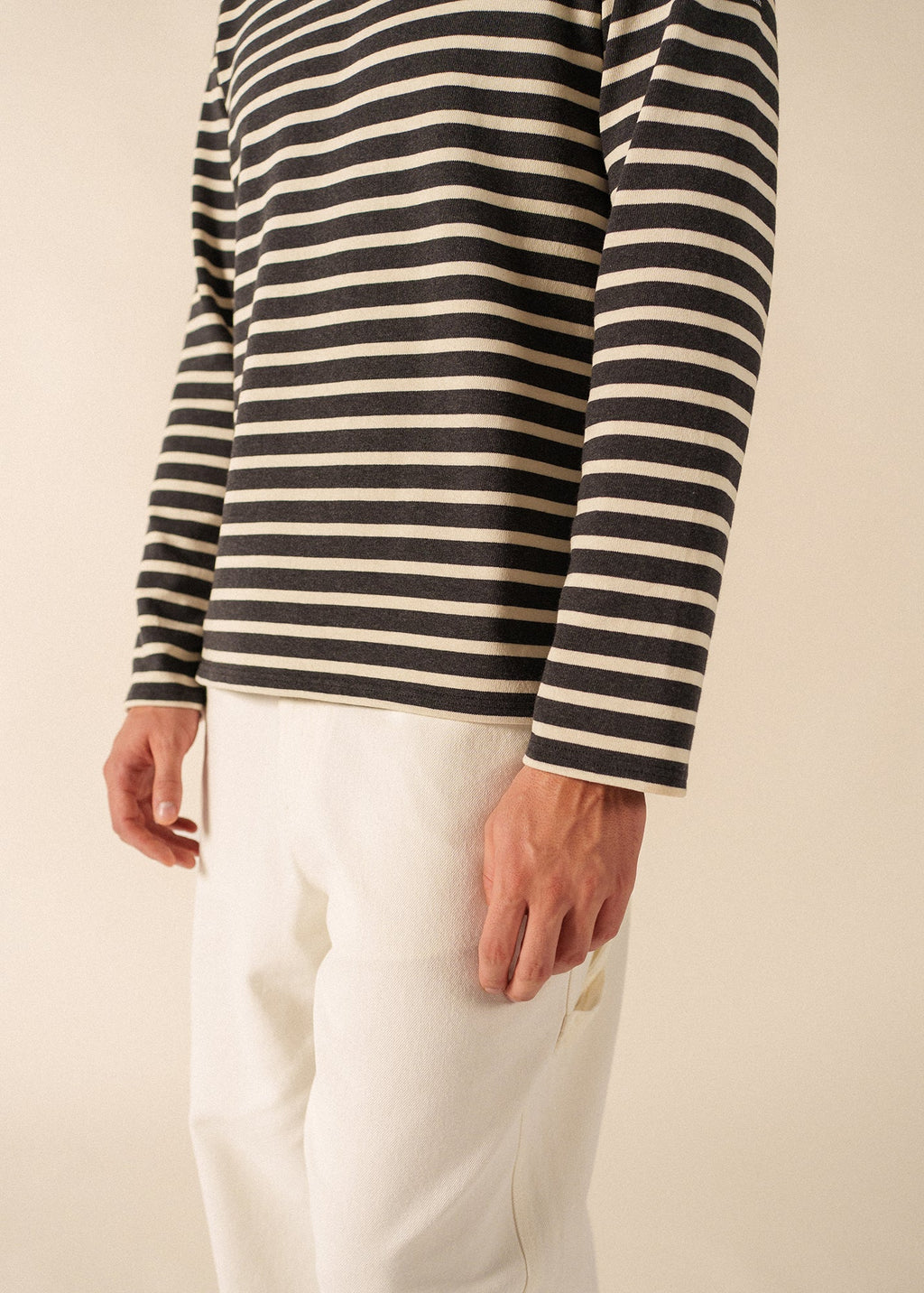 Saint James MERIDIEN MODERNE - Original Breton Shirt | Heavyweight Cotton | Men Fit (CHARCOAL / ECRU)