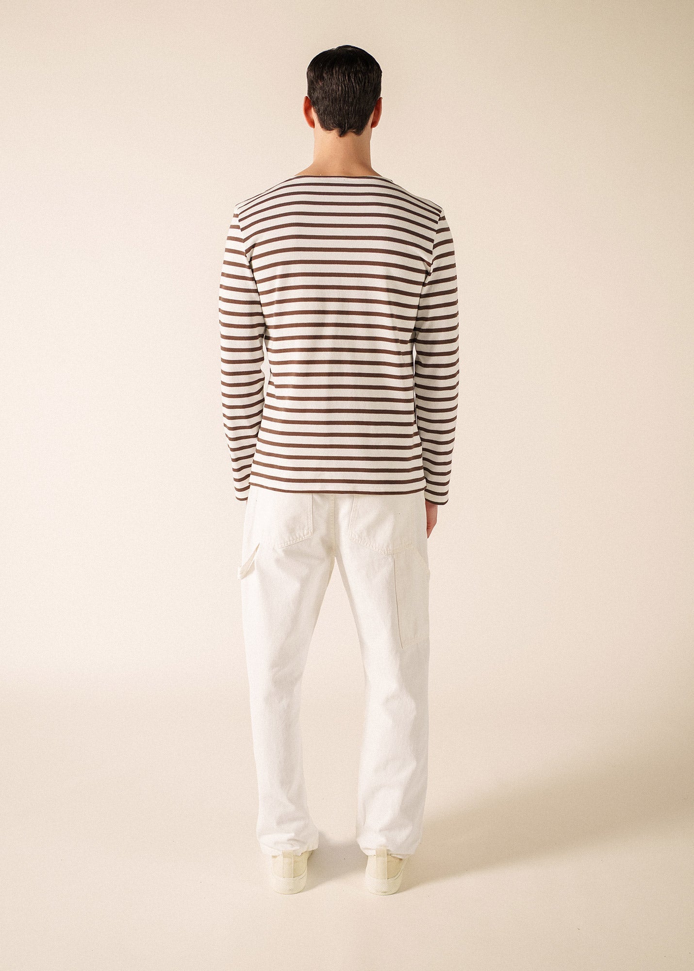 Saint James MERIDIEN MODERNE Breton Shirt (WHITE / CHOCOLATE)