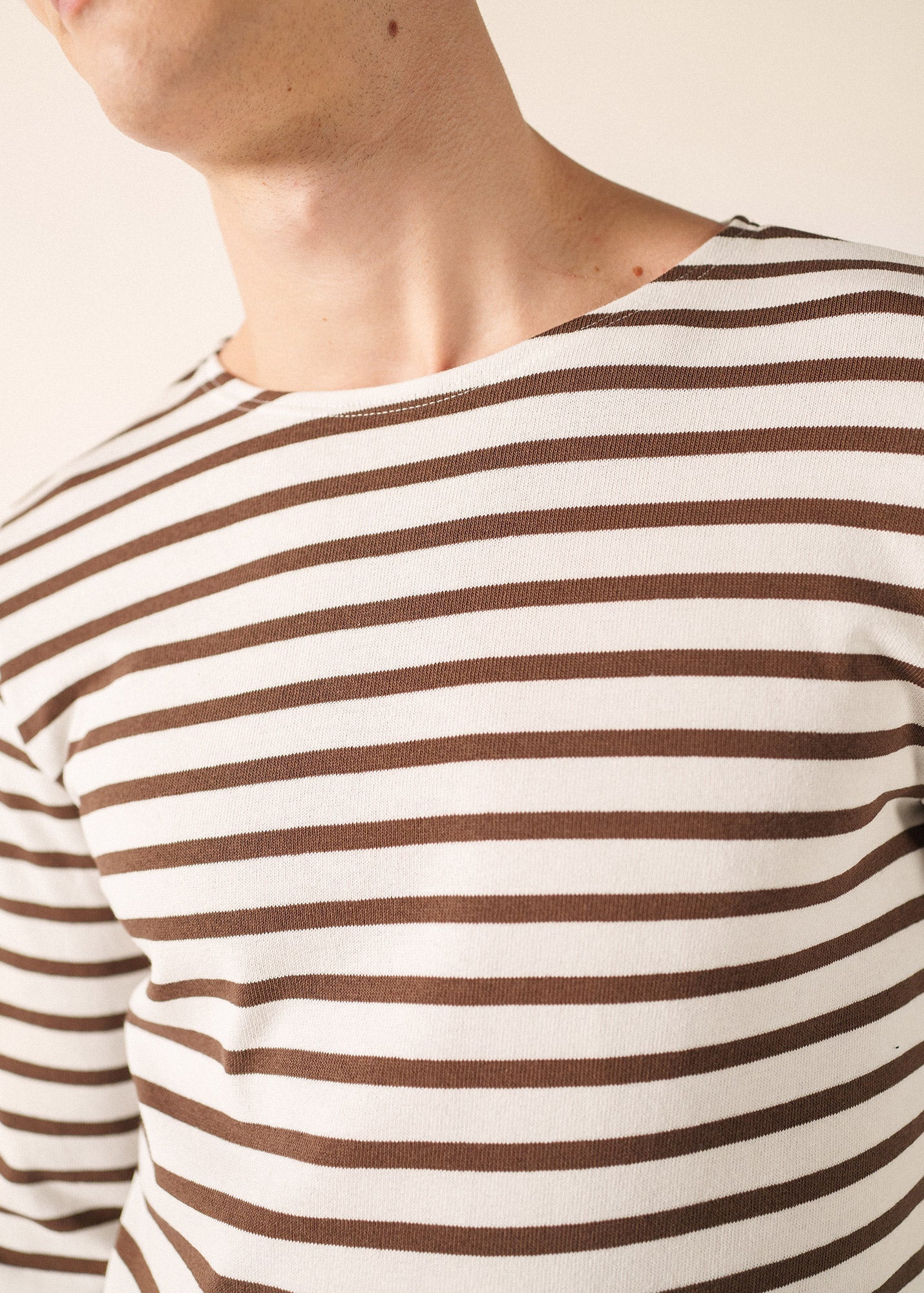 Saint James MERIDIEN MODERNE Breton Shirt (WHITE / CHOCOLATE)