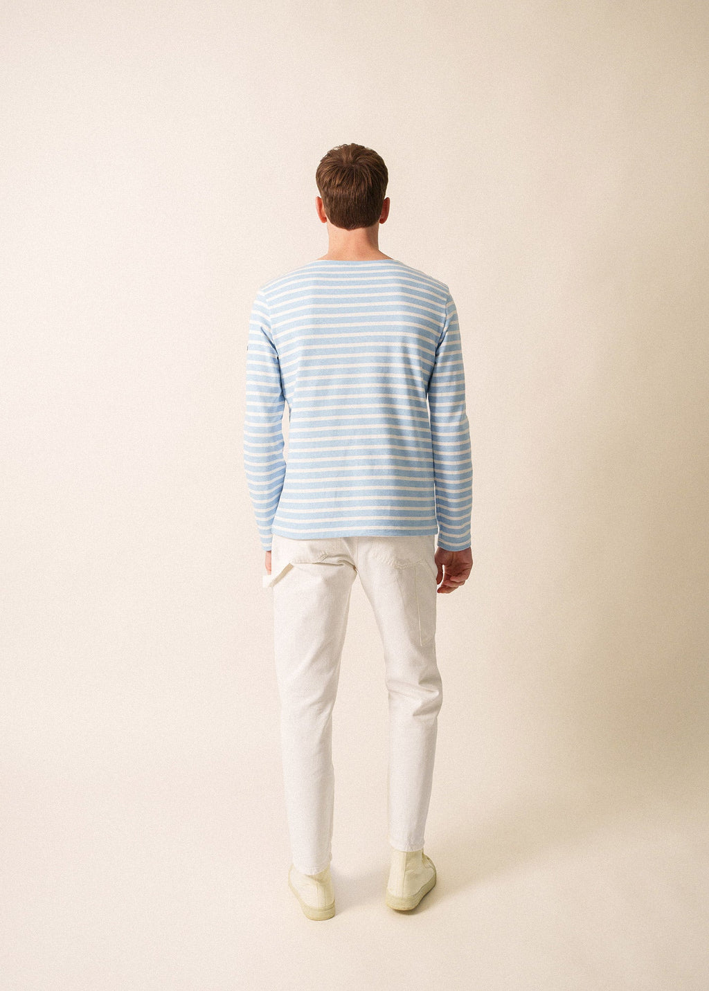 Saint James MERIDIEN MODERNE - Original Breton Shirt | Heavyweight Cotton | Men Fit (ICY BLUE MELANGE/ WHITE)
