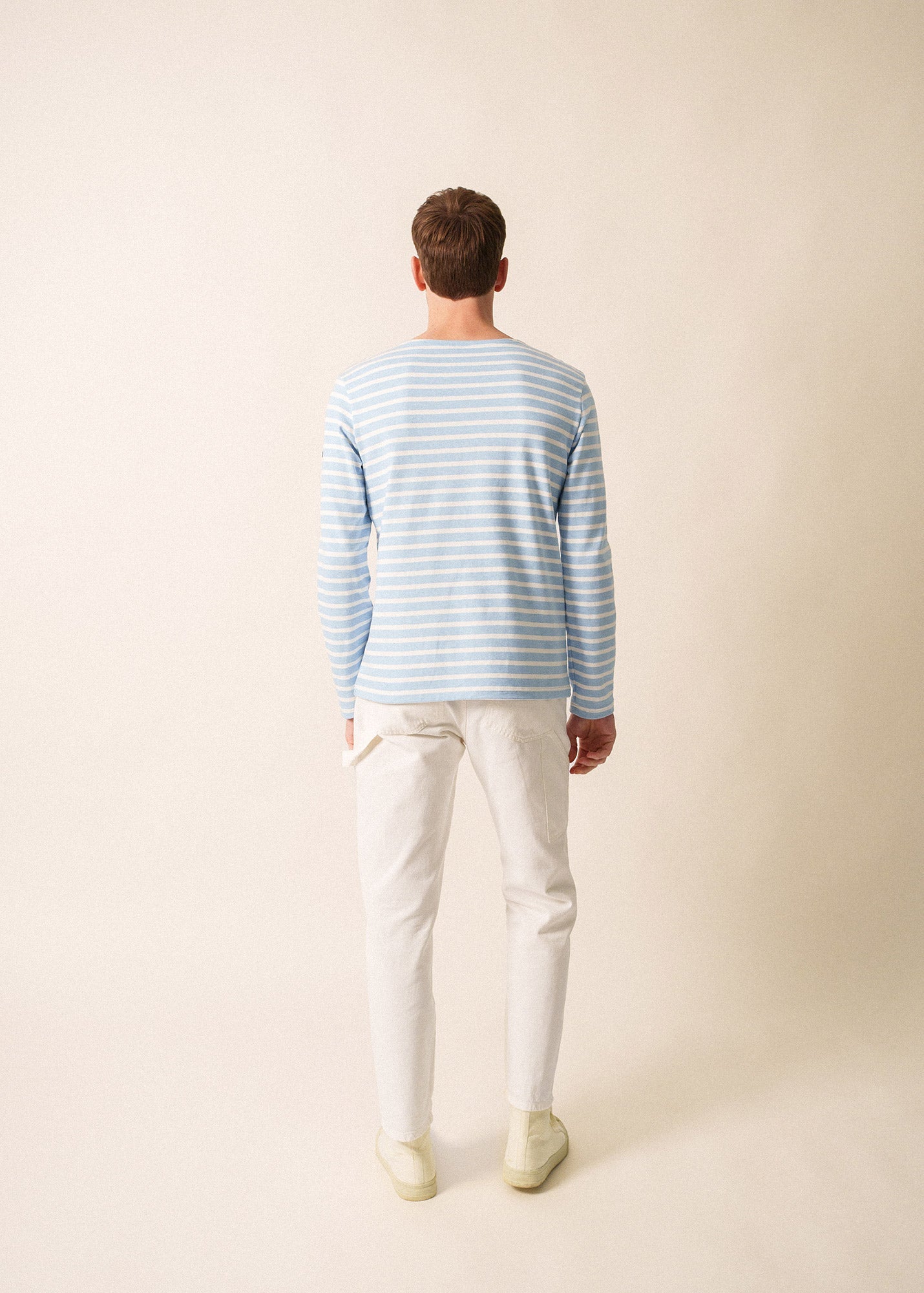 Saint James MERIDIEN MODERNE - Original Breton Shirt | Heavyweight Cotton | Men Fit (ICY BLUE MELANGE/ WHITE)