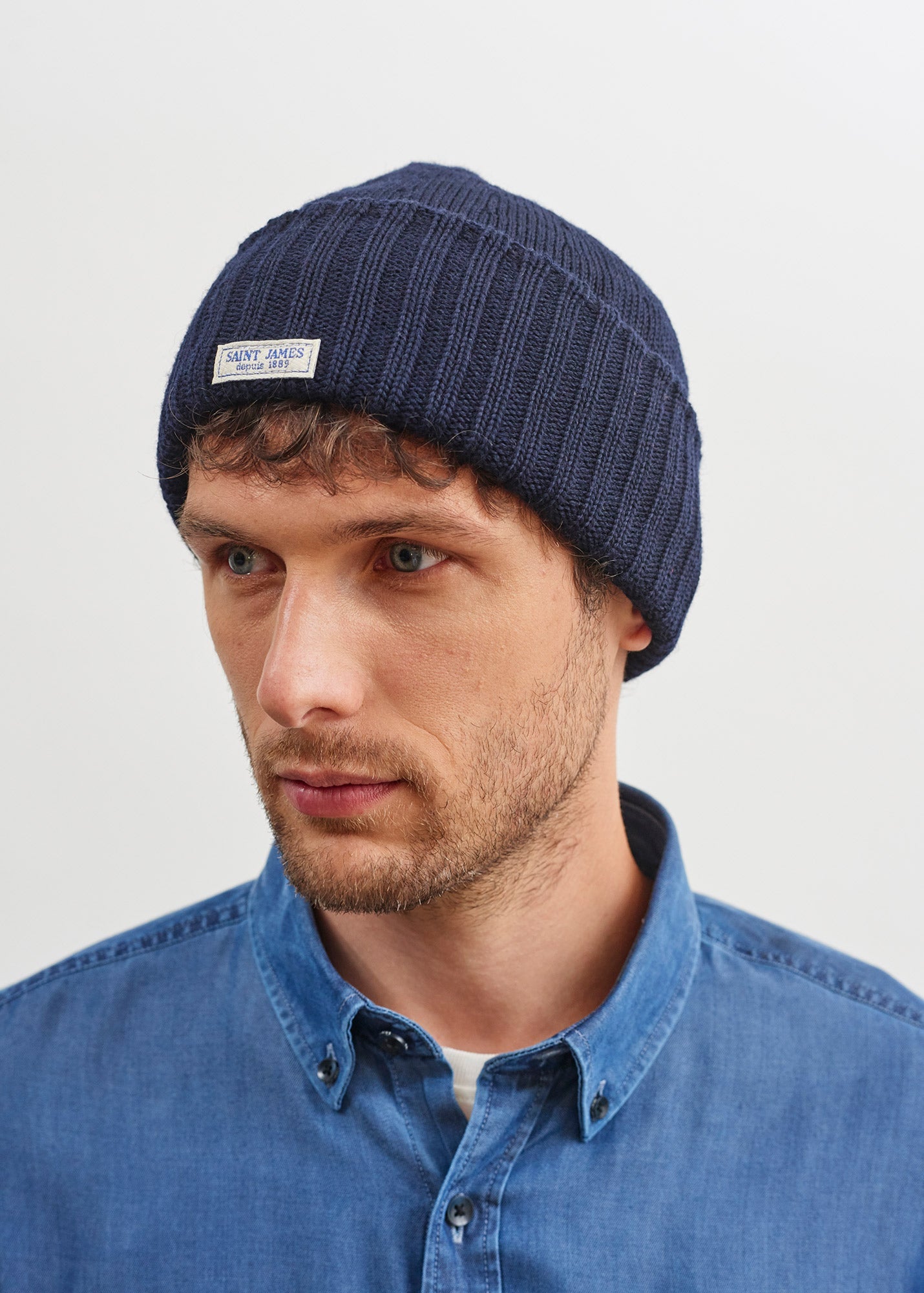 Saint James BARBARESQUE - Heavy Stitch Wool Stocking Cap (NAVY)
