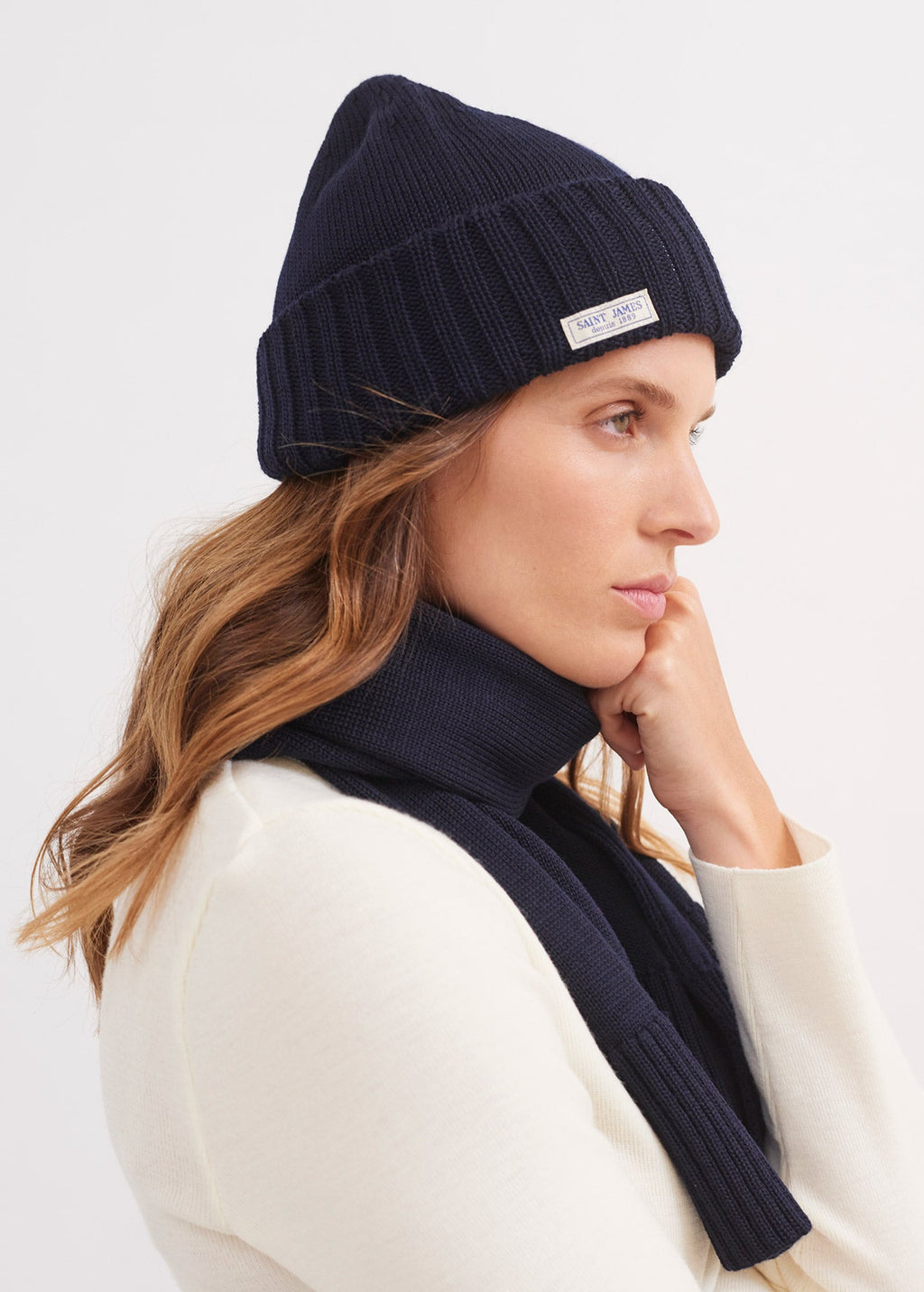Saint James BARBARESQUE - Heavy Stitch Wool Stocking Cap (NAVY)