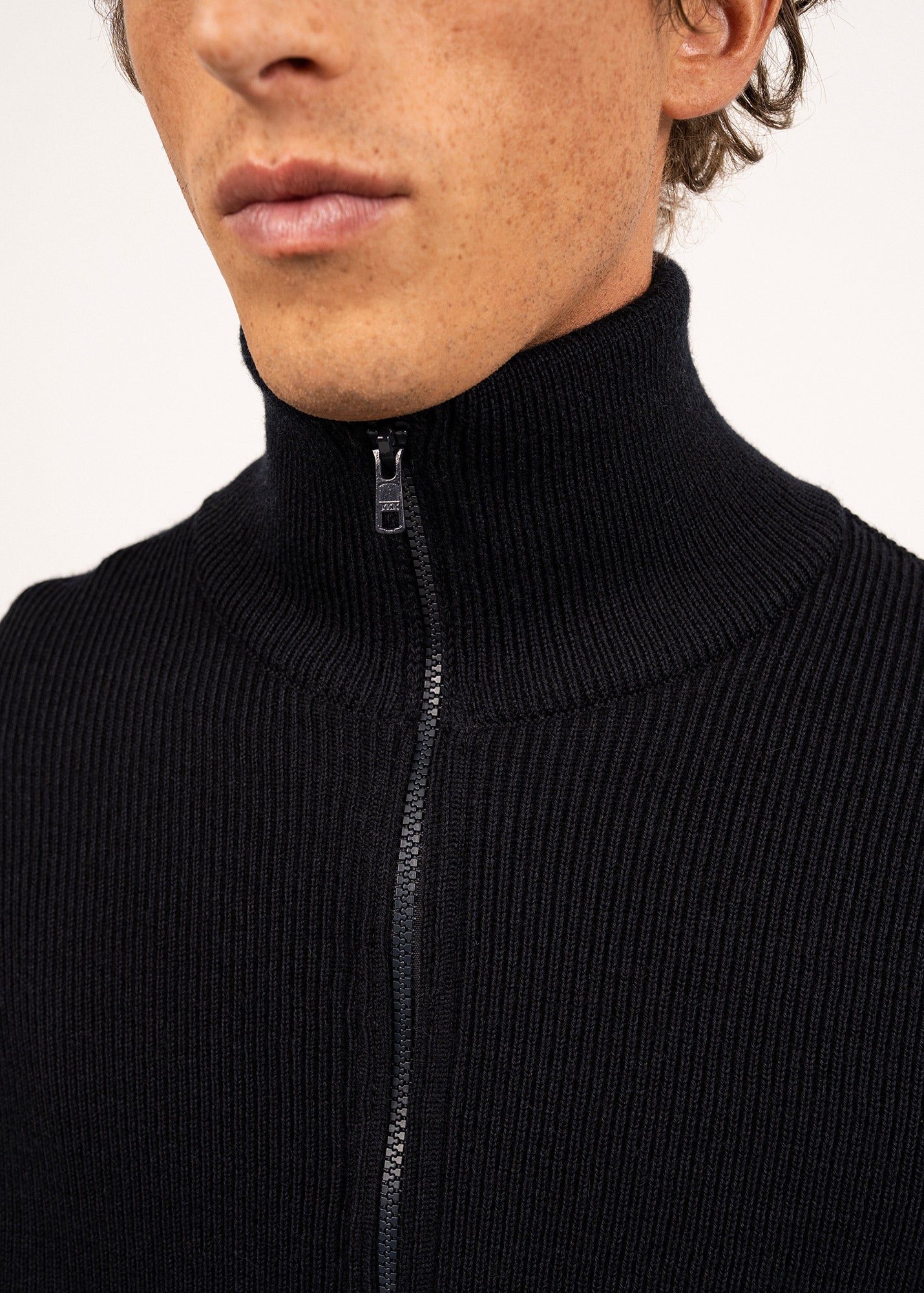Saint James Quiberon High Collar Knit Jacket Navy