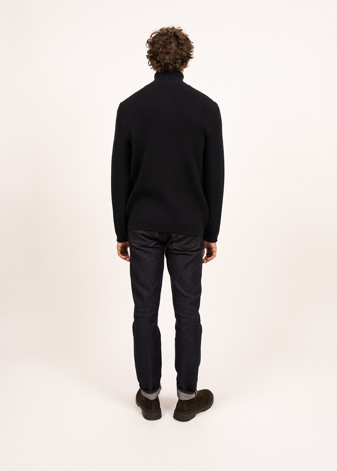 Saint James Quiberon High Collar Knit Jacket Navy