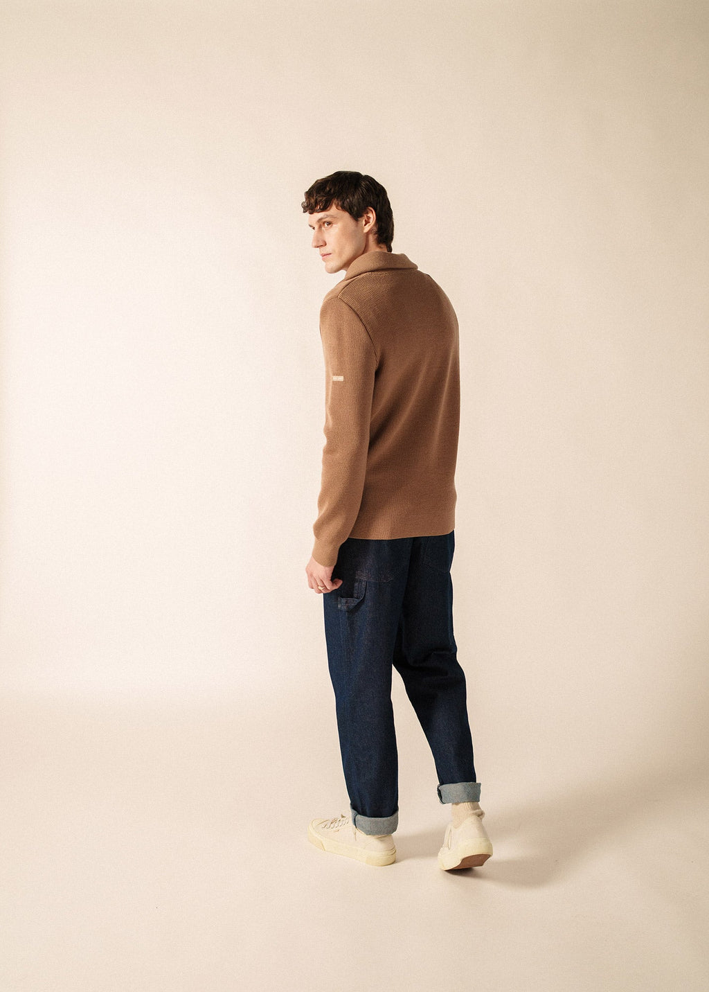 Saint James Cotentin Trucker Sweater, Dark Beige