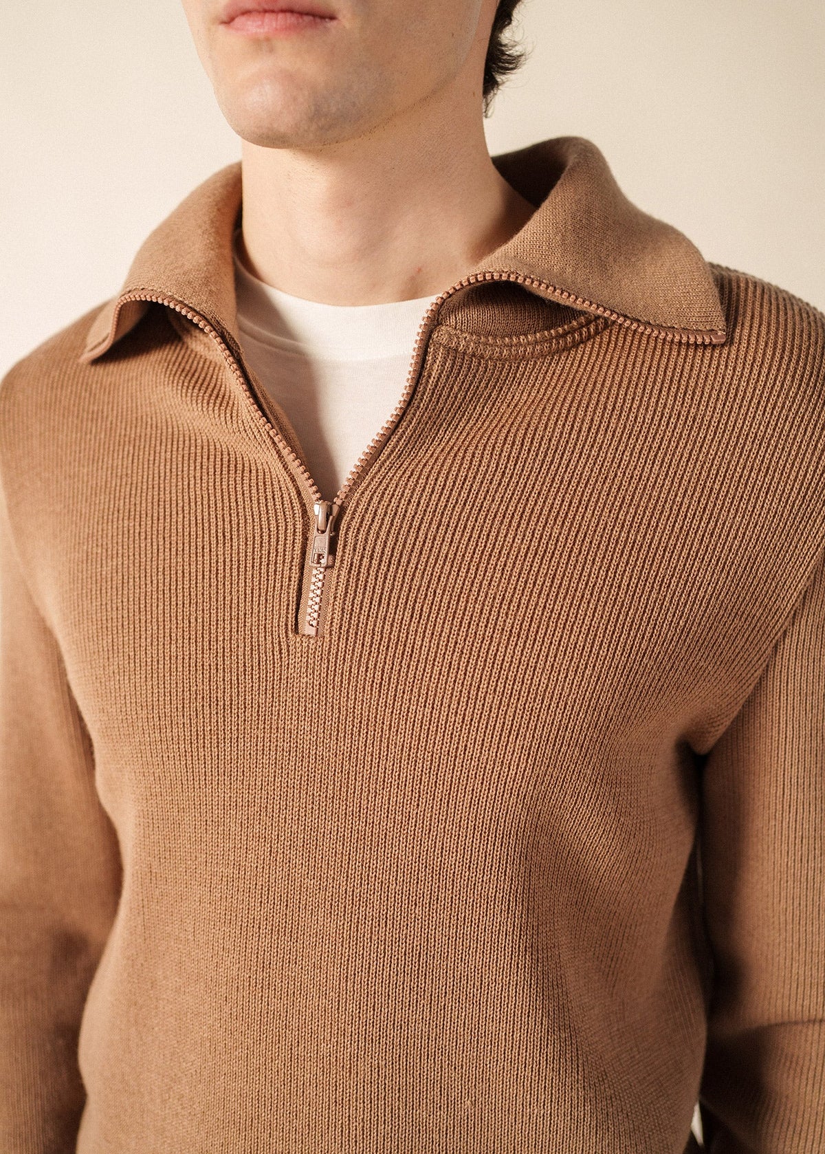 Saint James Cotentin Trucker Sweater, Dark Beige