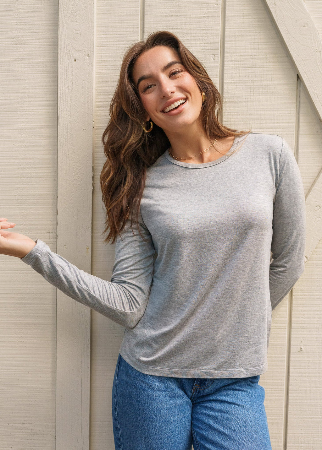 Cabana Life Bamboo Long Sleeve Top, Grey