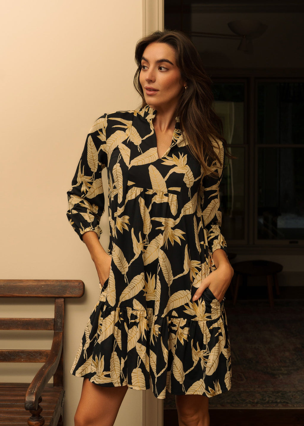 Cabana Life Paradise Relaxed Dress, Black Metallic