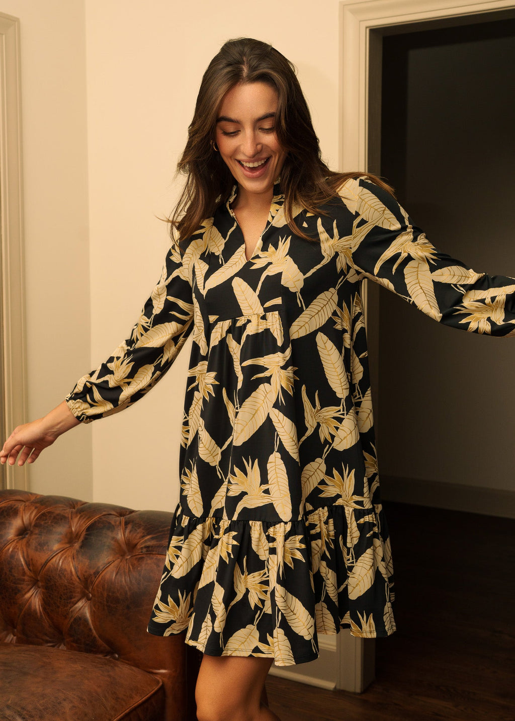 Cabana Life Paradise Relaxed Dress, Black Metallic