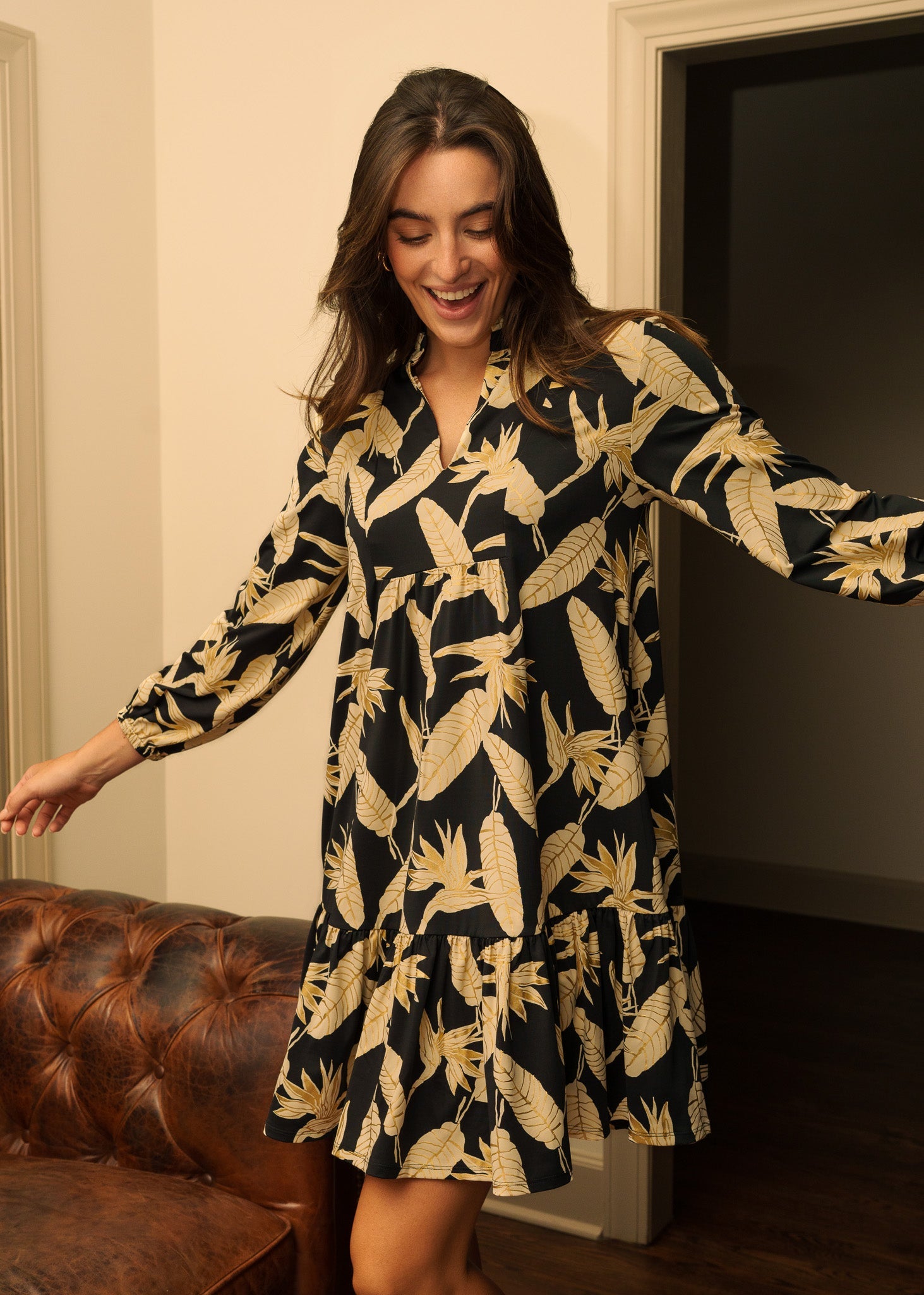 Cabana Life Paradise Relaxed Dress, Black Metallic