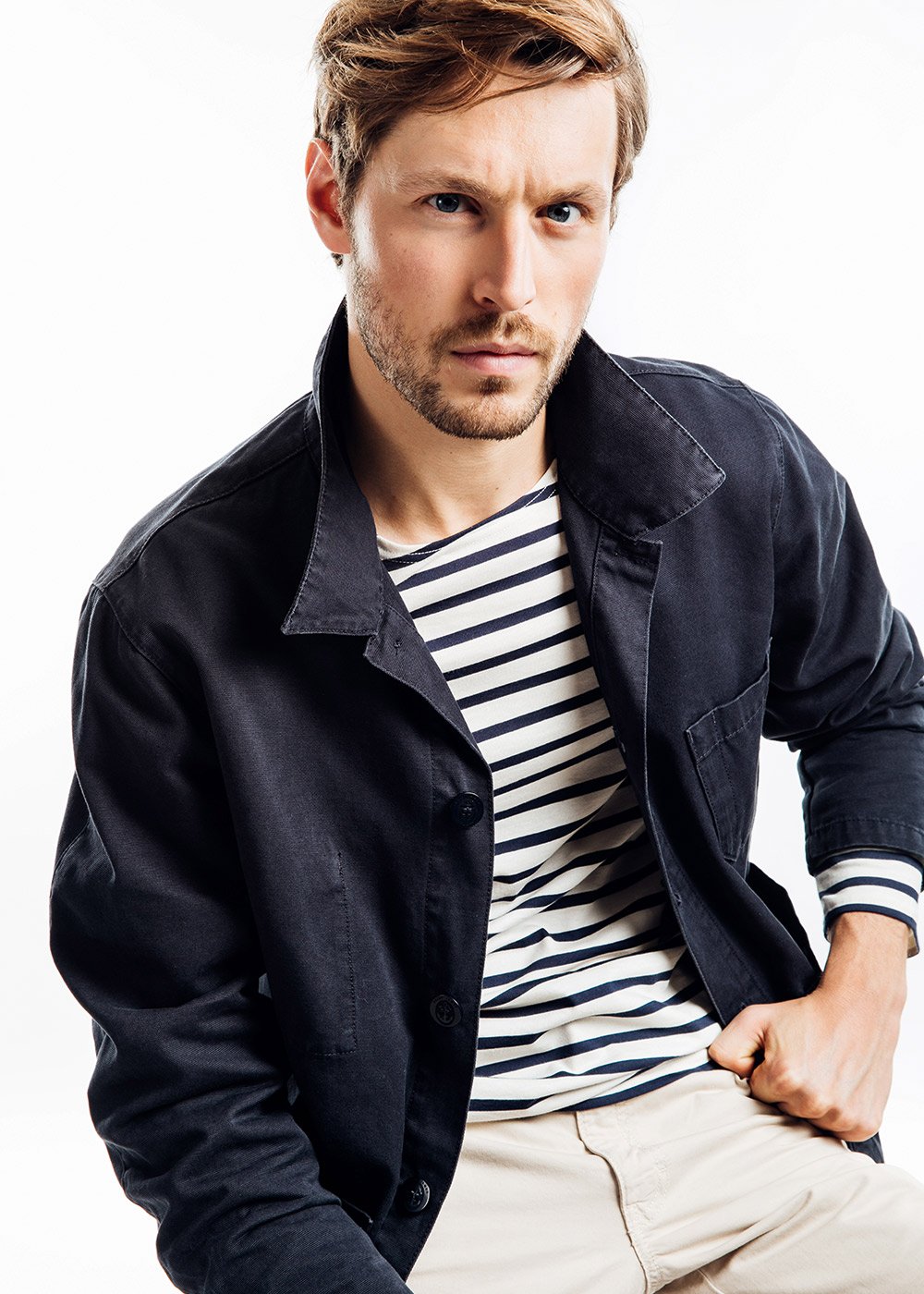 Saint James SIROCCO II - Navy French Chore Jacket | Workwear Cotton Canvas | Unisex Fit (NAVY)