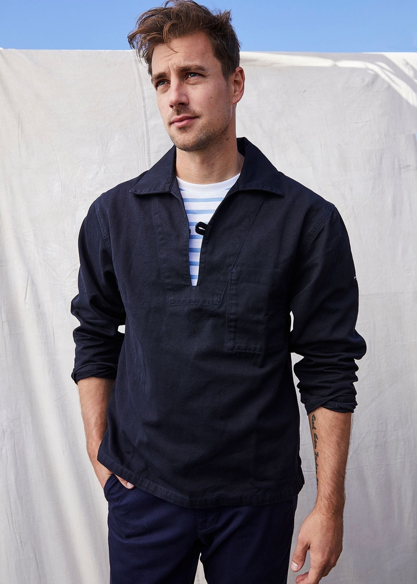 Saint James NEMO II - French Sailor Jacket | Cotton Canvas | Unisex Fit (NAVY)