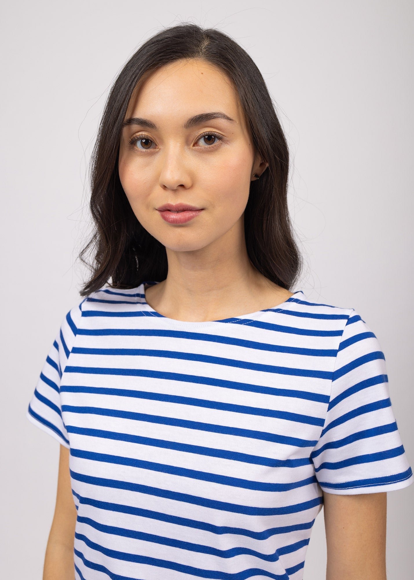 Saint James ETRILLE - Nautical Stripe Tee with Short Sleeves | Soft Cotton | Women Fit (WHITE / ROYAL BLUE)