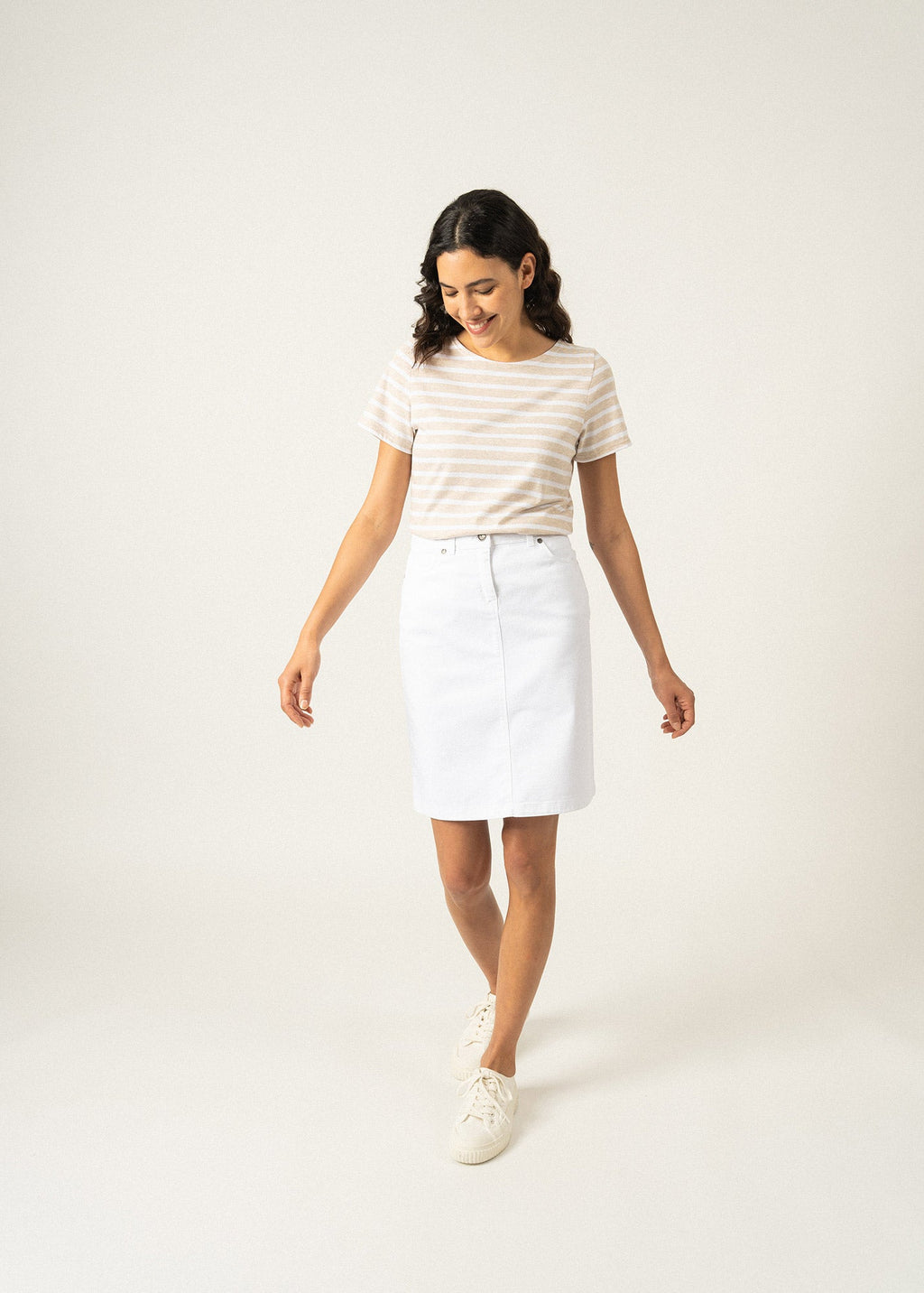 Saint James ETRILLE II Nautical Striped Tee (OATMEAL / WHITE)