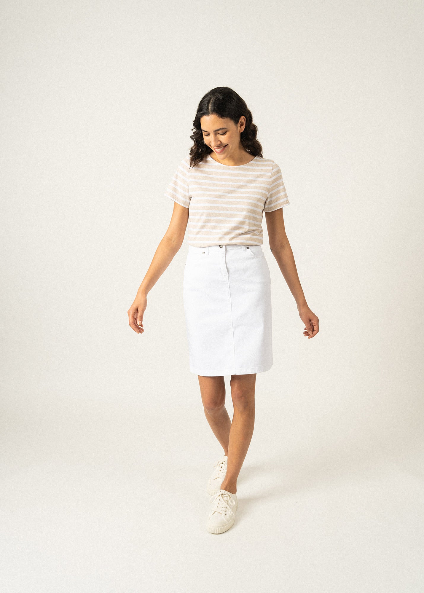Saint James ETRILLE II Nautical Striped Tee (OATMEAL / WHITE)
