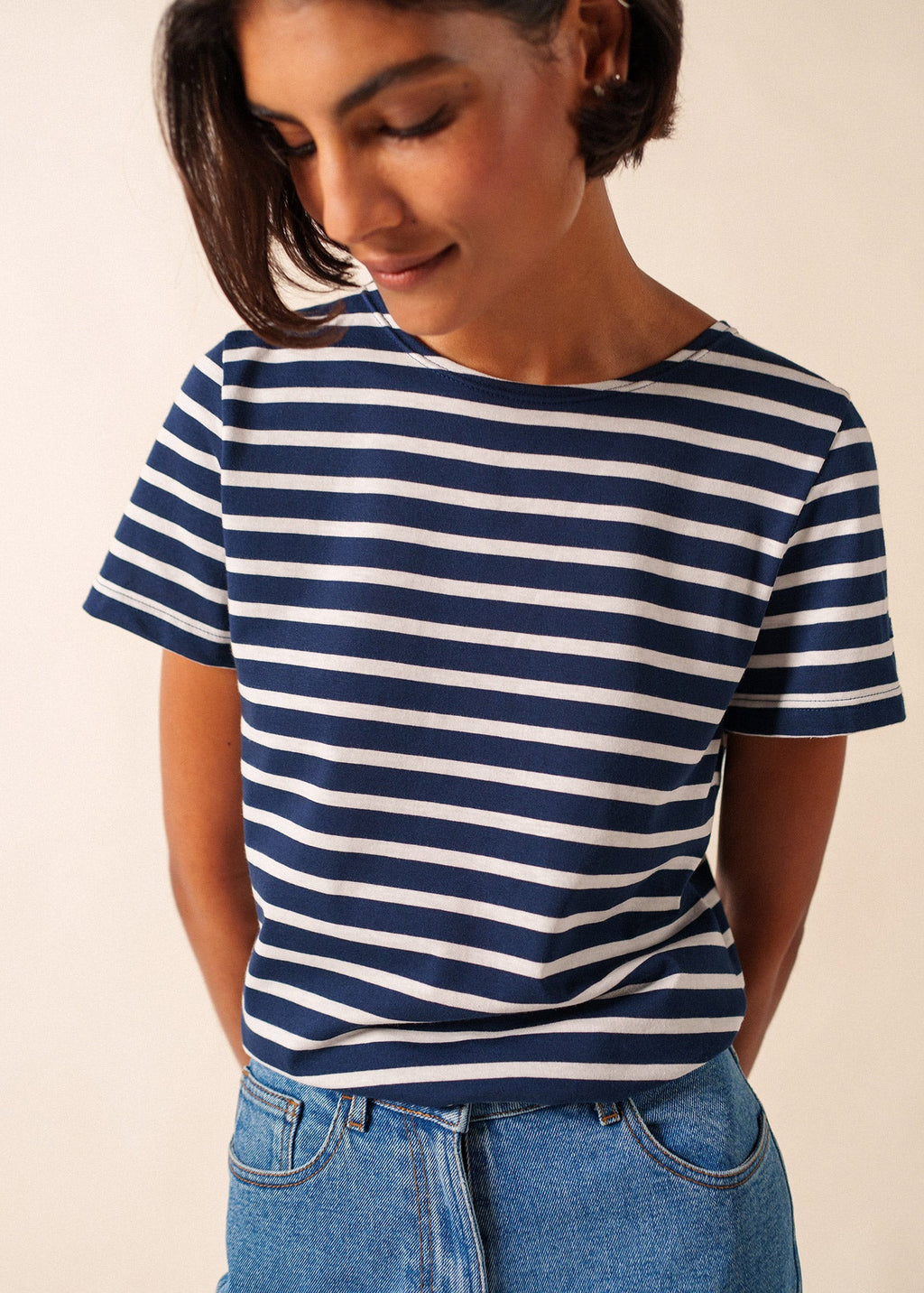 Saint James ETRILLE II Nautical Striped Tee (NAVY / WHITE)
