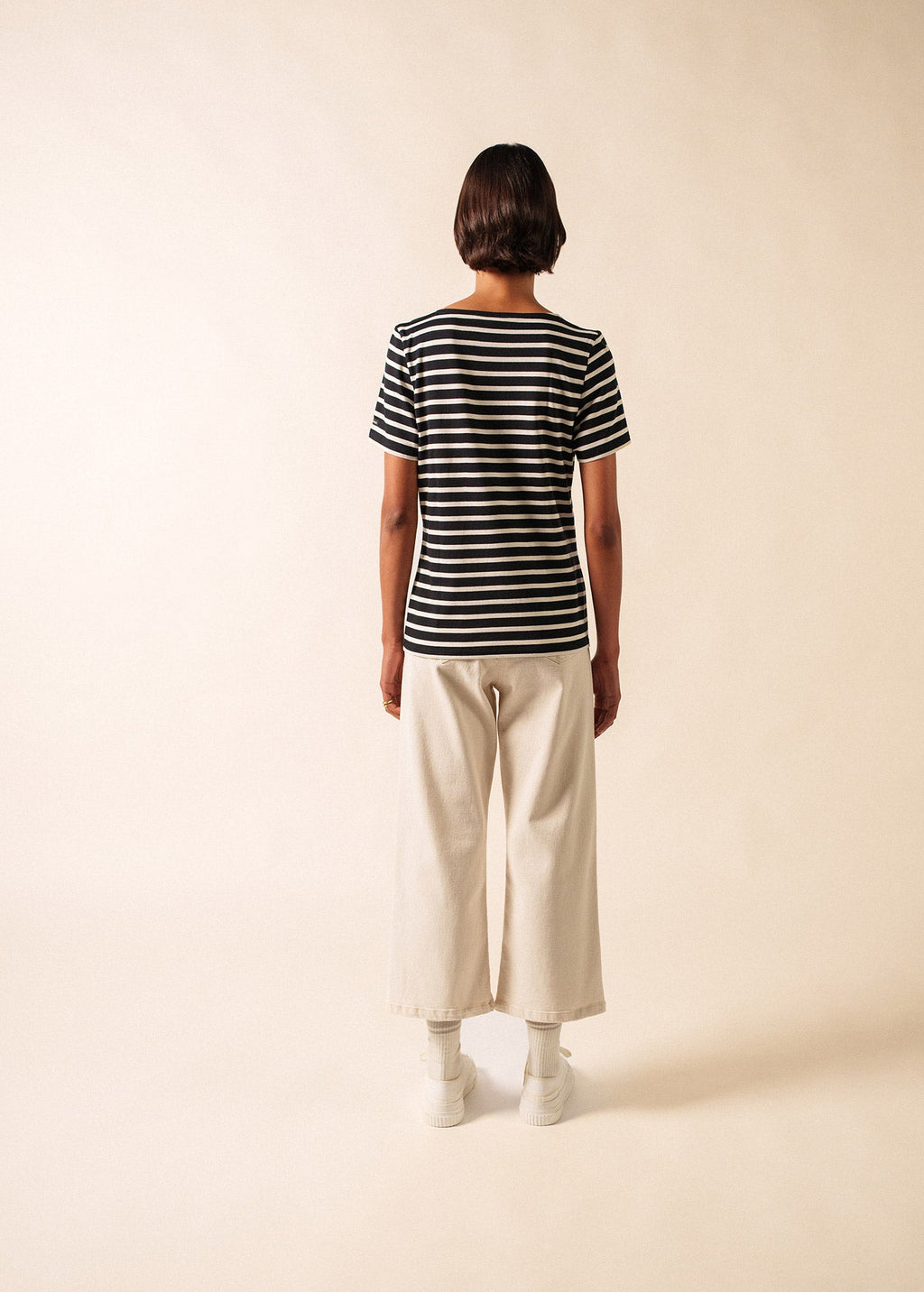 Saint James ETRILLE II Nautical Striped Tee (BLACK / ECRU)