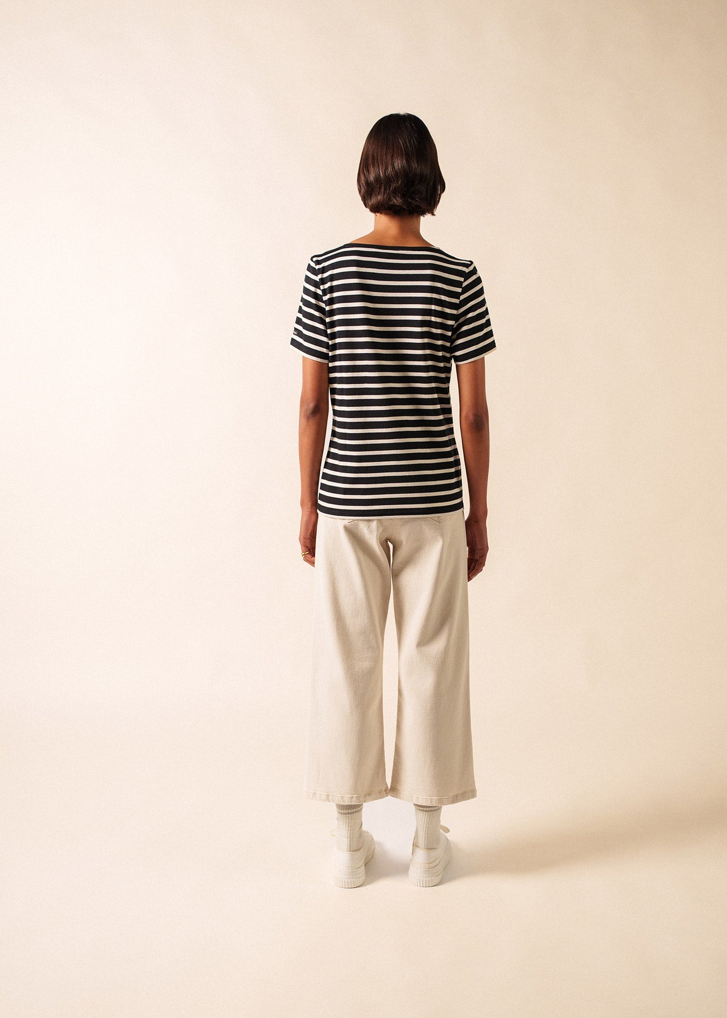 Saint James ETRILLE II Nautical Striped Tee (BLACK / ECRU)