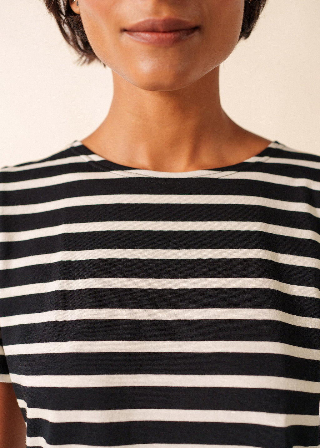 Saint James ETRILLE II Nautical Striped Tee (BLACK / ECRU)