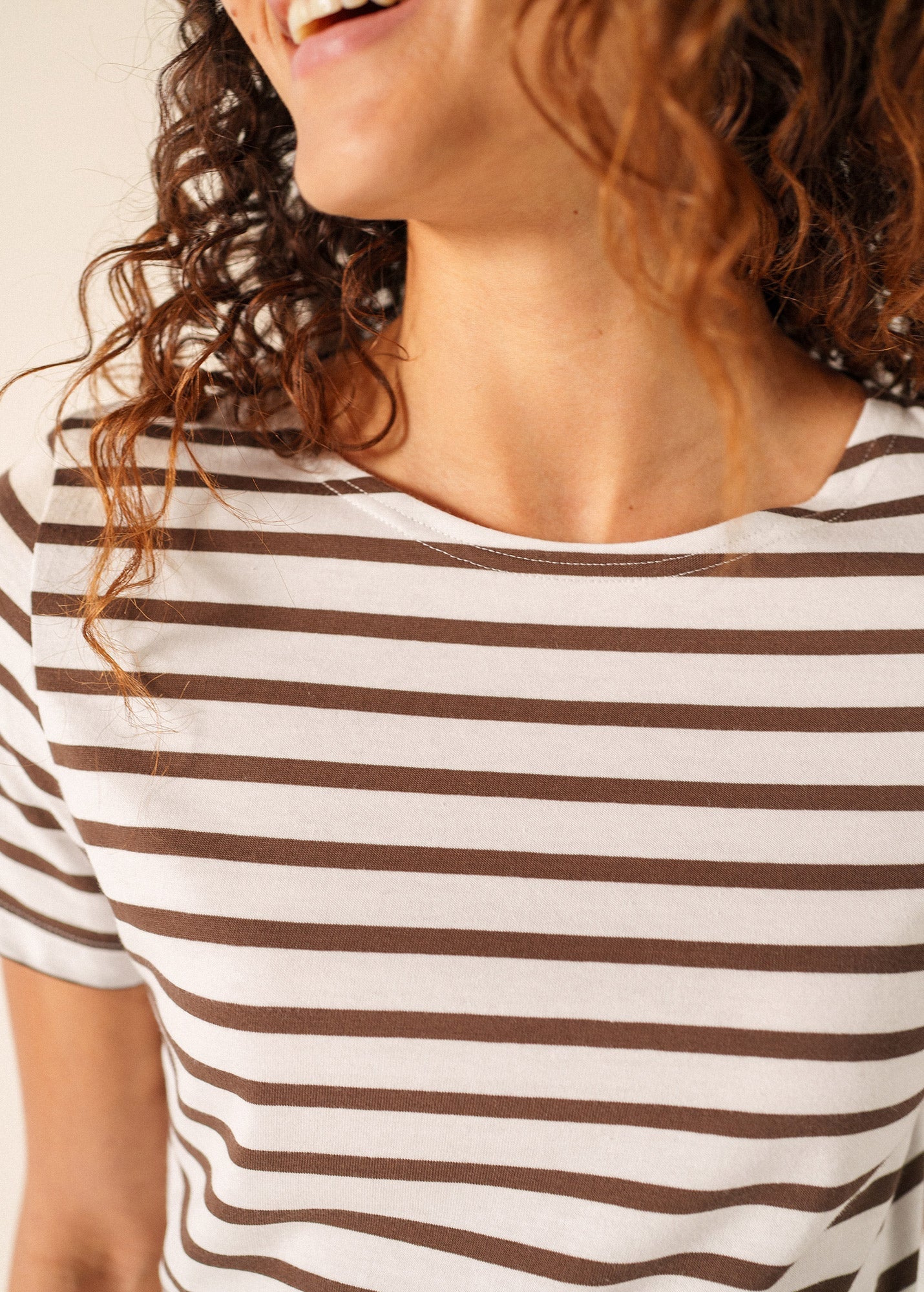 Saint James ETRILLE II Nautical Striped Tee (WHITE / CHOCOLATE)