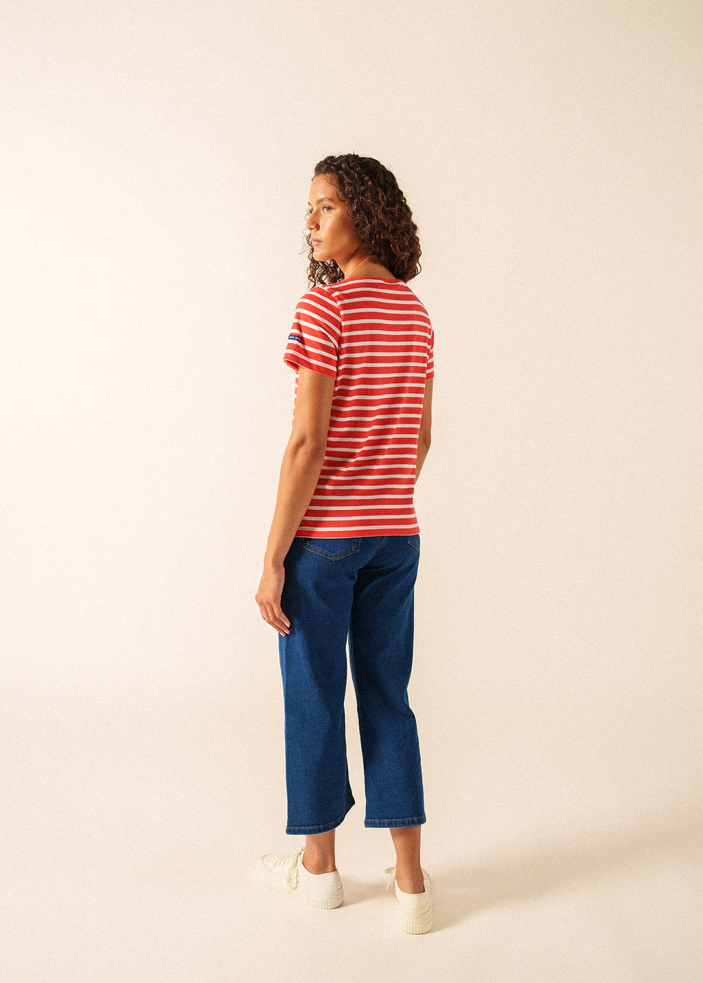 Saint James ETRILLE II Nautical Striped Tee (POPPY RED / WHITE)