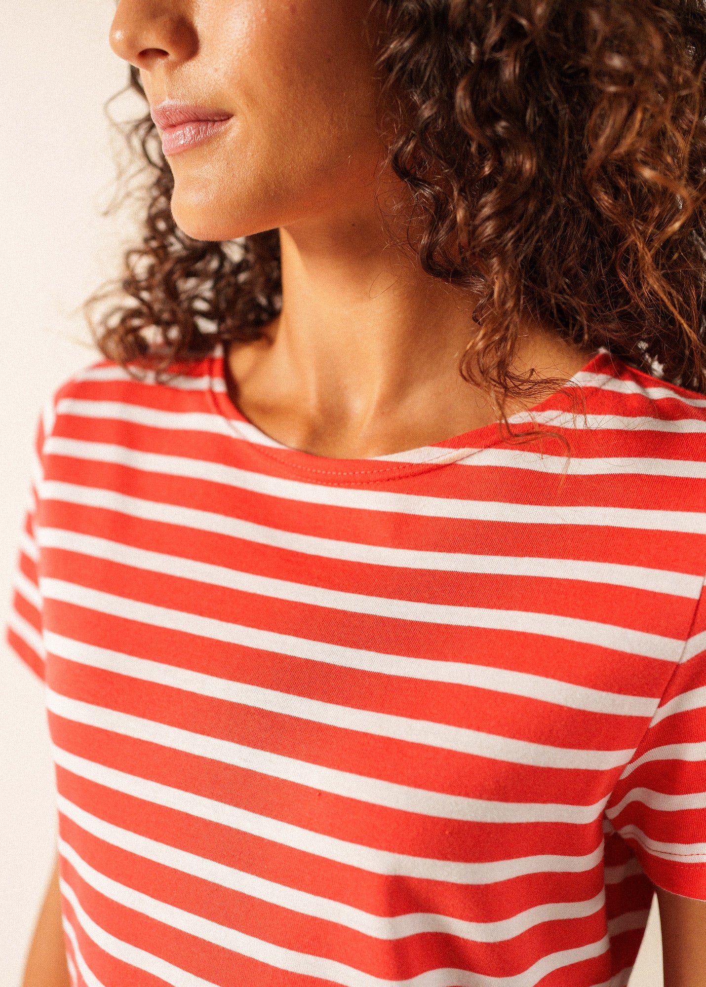 Saint James ETRILLE II Nautical Striped Tee (POPPY RED / WHITE)