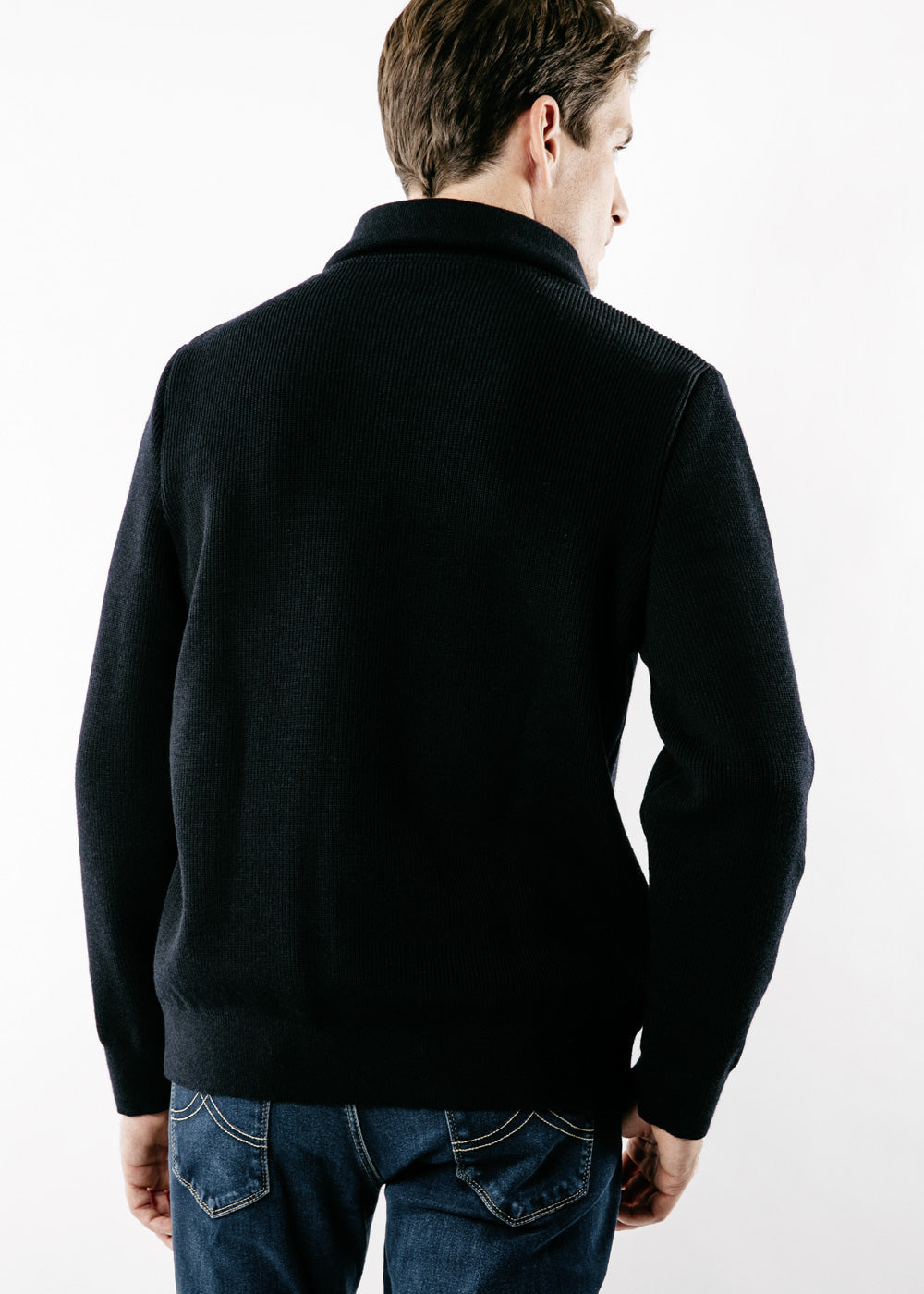 Saint James COTENTIN III - Quarter Zip Trucker Sweater (NAVY)