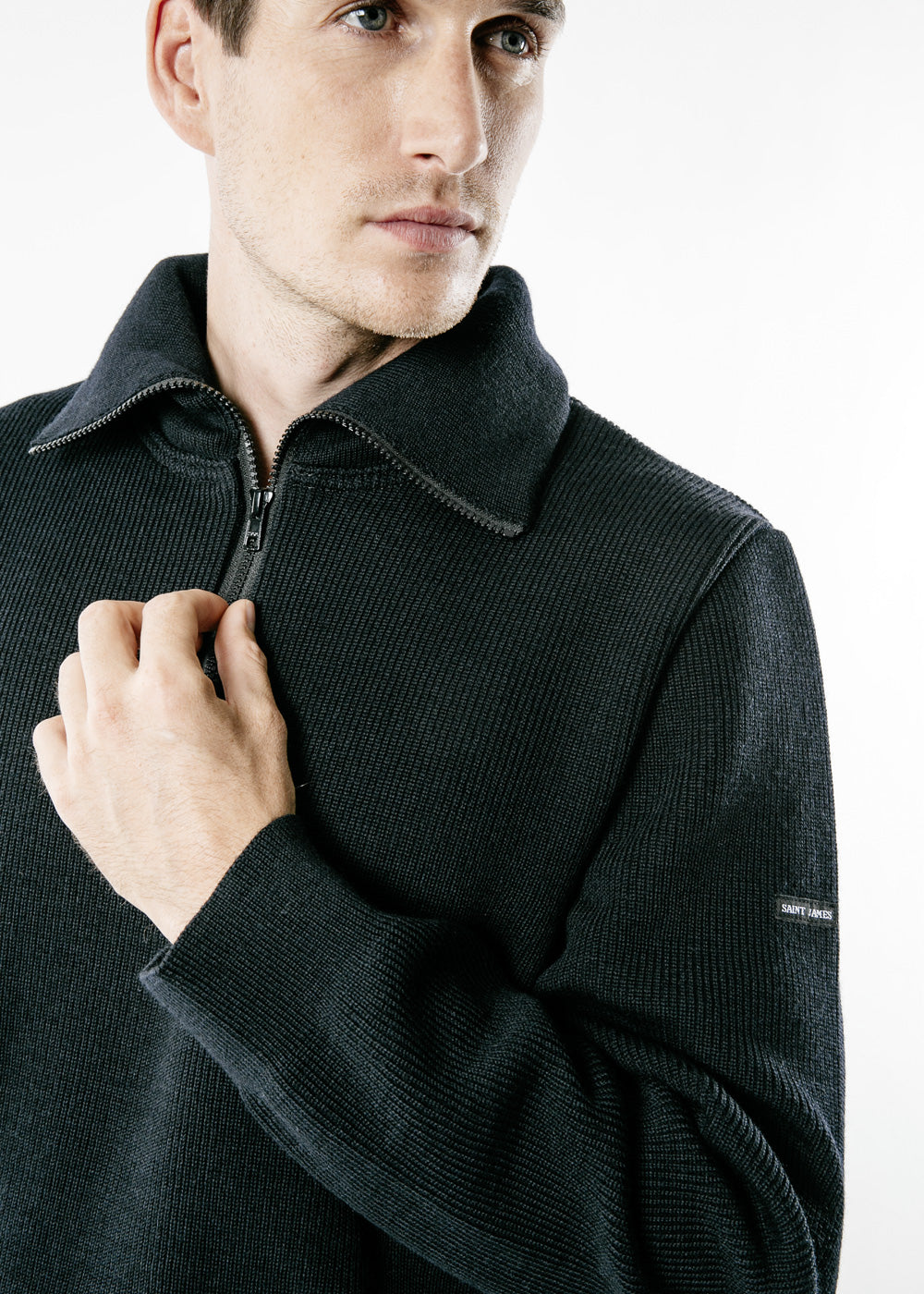 Saint James COTENTIN III - Quarter Zip Trucker Sweater (NAVY)