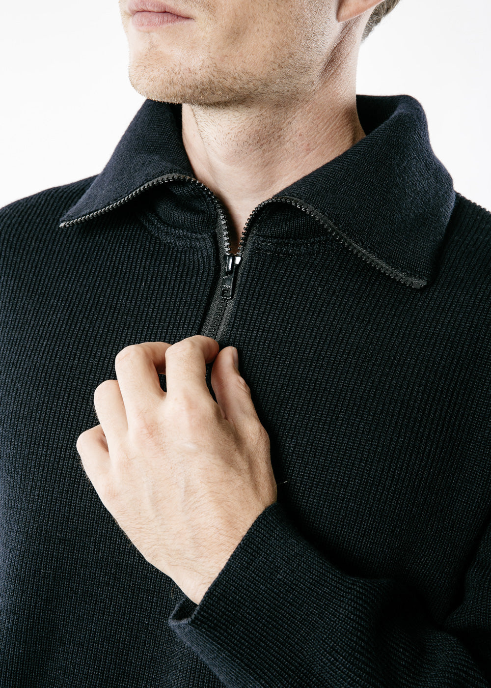 Saint James COTENTIN III - Quarter Zip Trucker Sweater (NAVY)