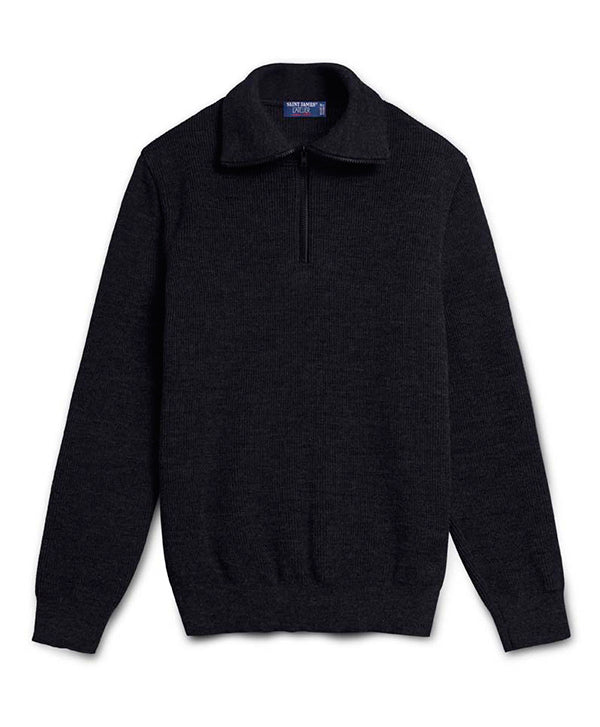 Saint James COTENTIN III - Quarter Zip Trucker Sweater (BLACK)