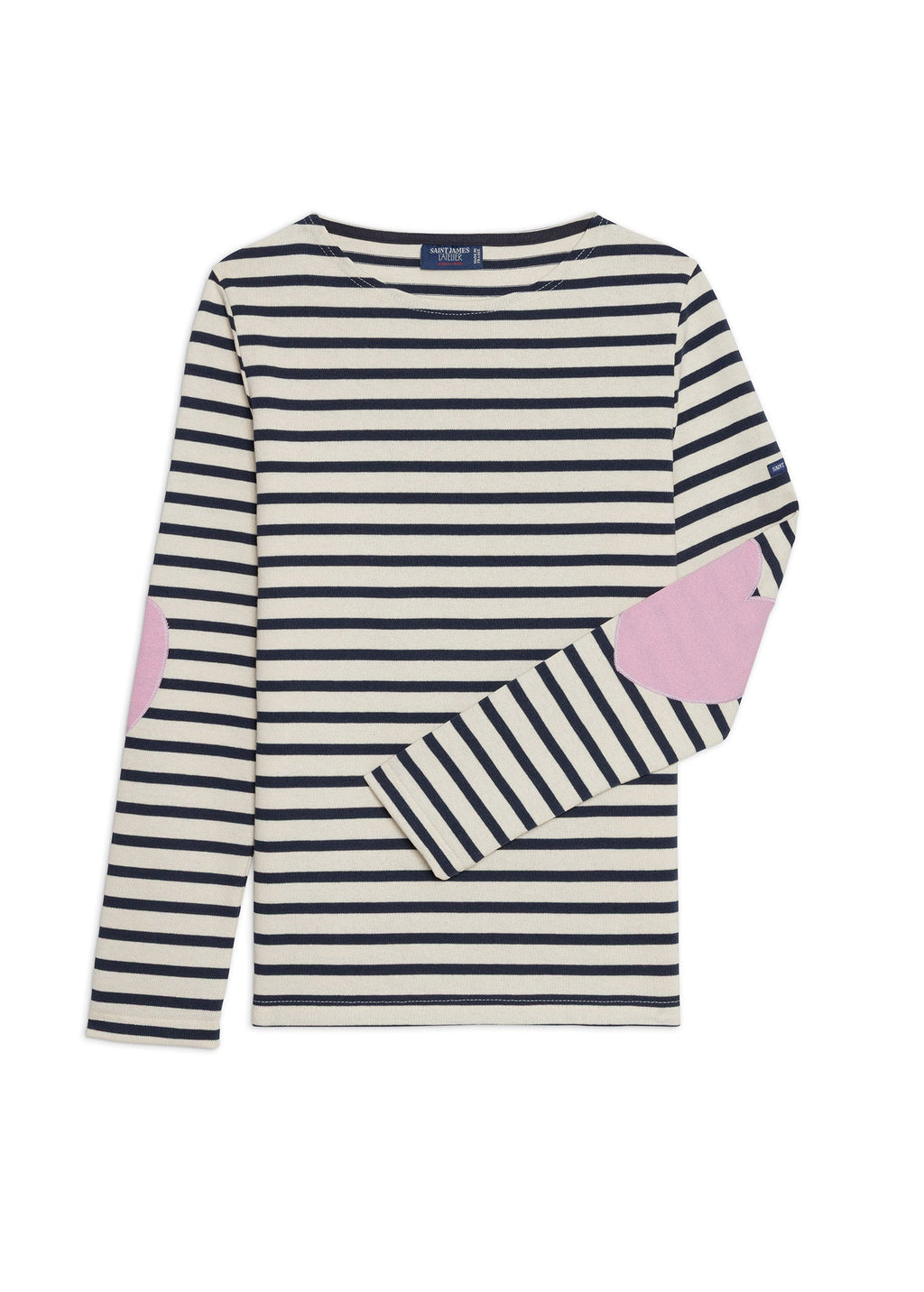 Saint James Vaujany Heart Breton Shirt (ECRU / NAVY / TEA ROSE PINK)