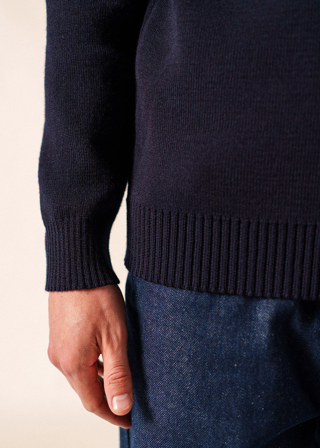 Saint James CANCALE - Wool Fisherman Sweater with Button Shoulder | Loose Fit (DARK BLUE)