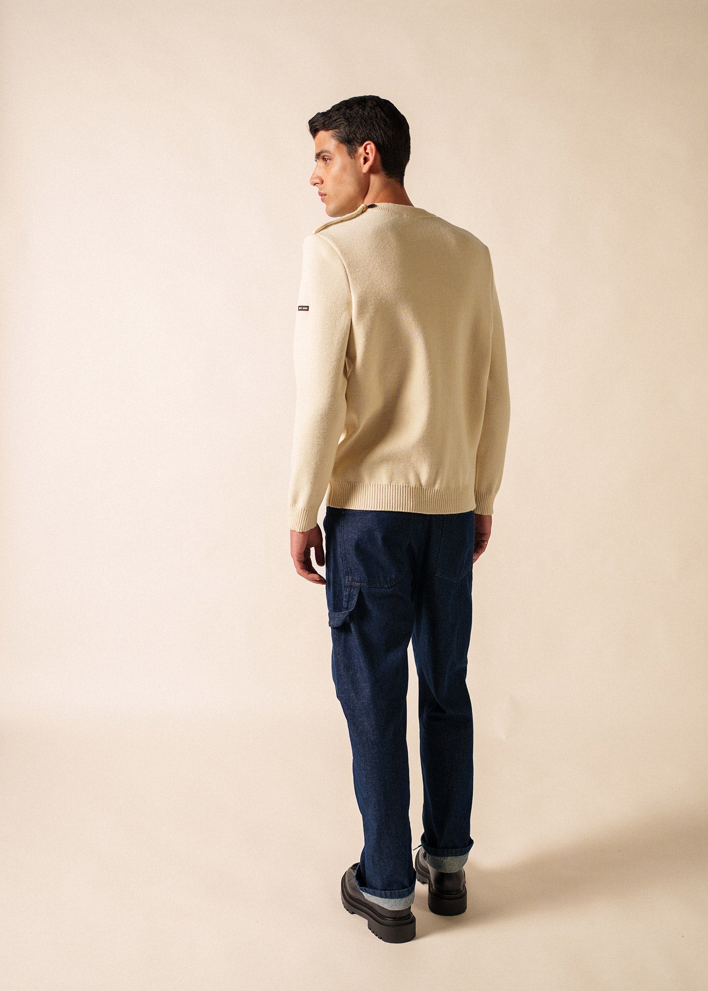 Saint James CANCALE - Wool Fisherman Sweater with Button Shoulder | Loose Fit (ECRU)
