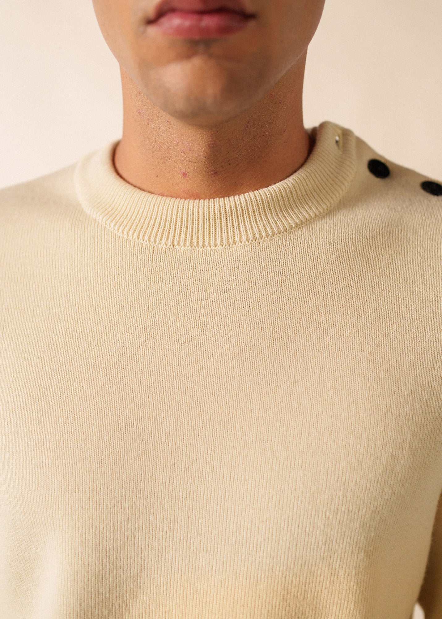 Saint James CANCALE - Wool Fisherman Sweater with Button Shoulder | Loose Fit (ECRU)