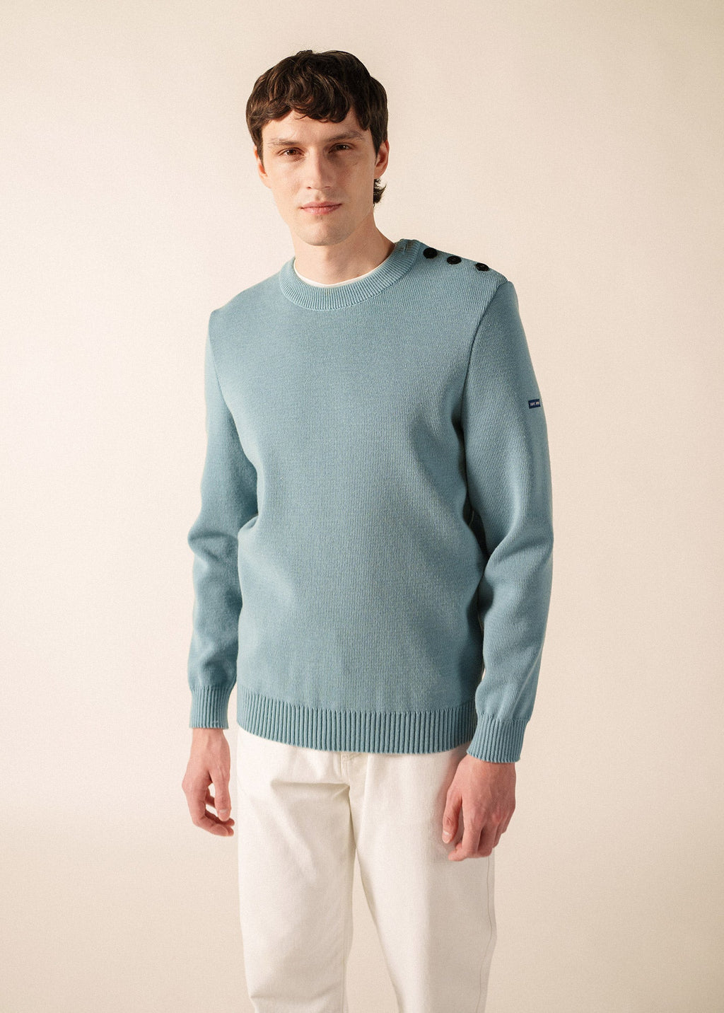 Saint James CANCALE Fisherman Sweater (LIGHT COASTAL BLUE)
