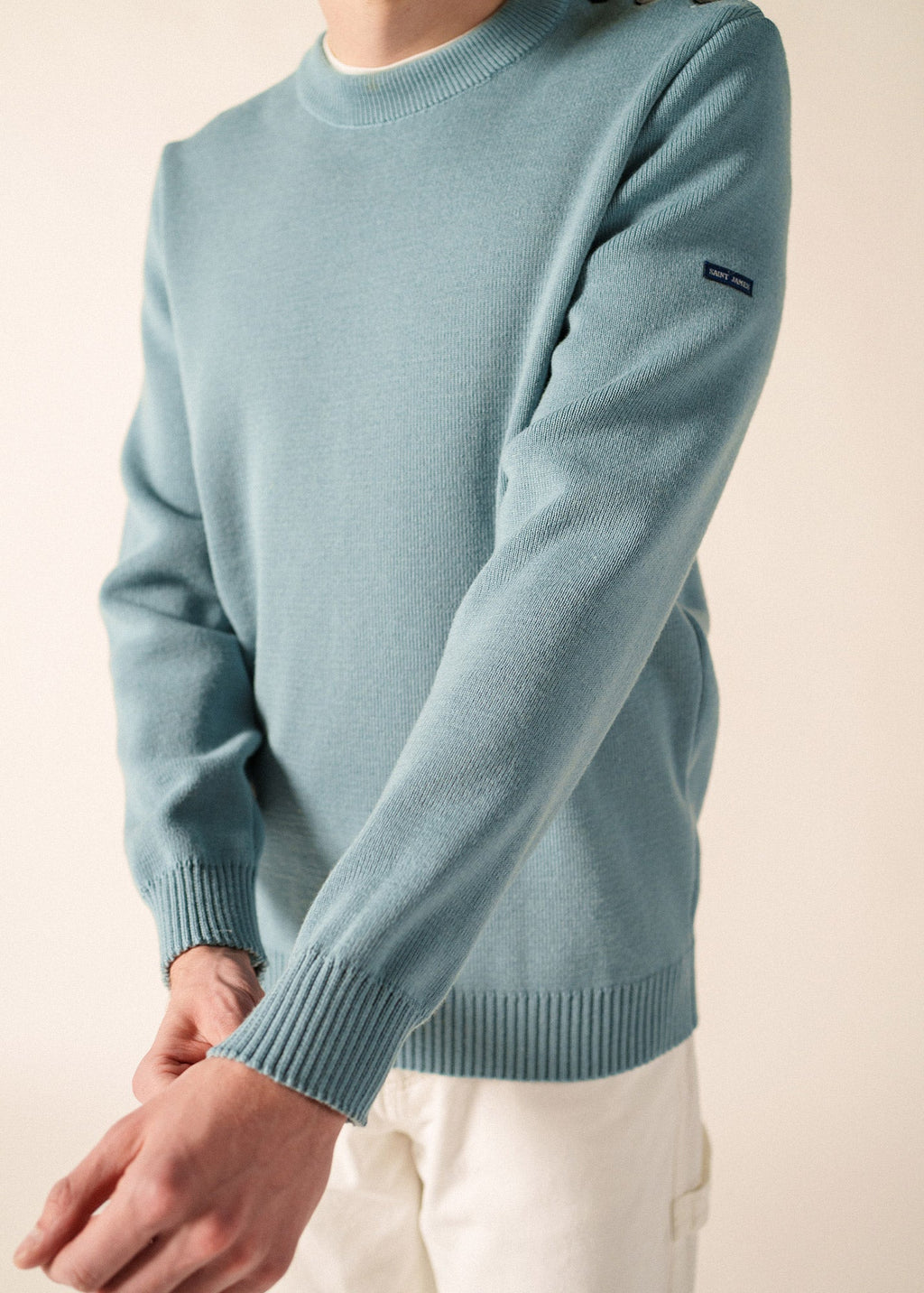 Saint James CANCALE Fisherman Sweater (LIGHT COASTAL BLUE)