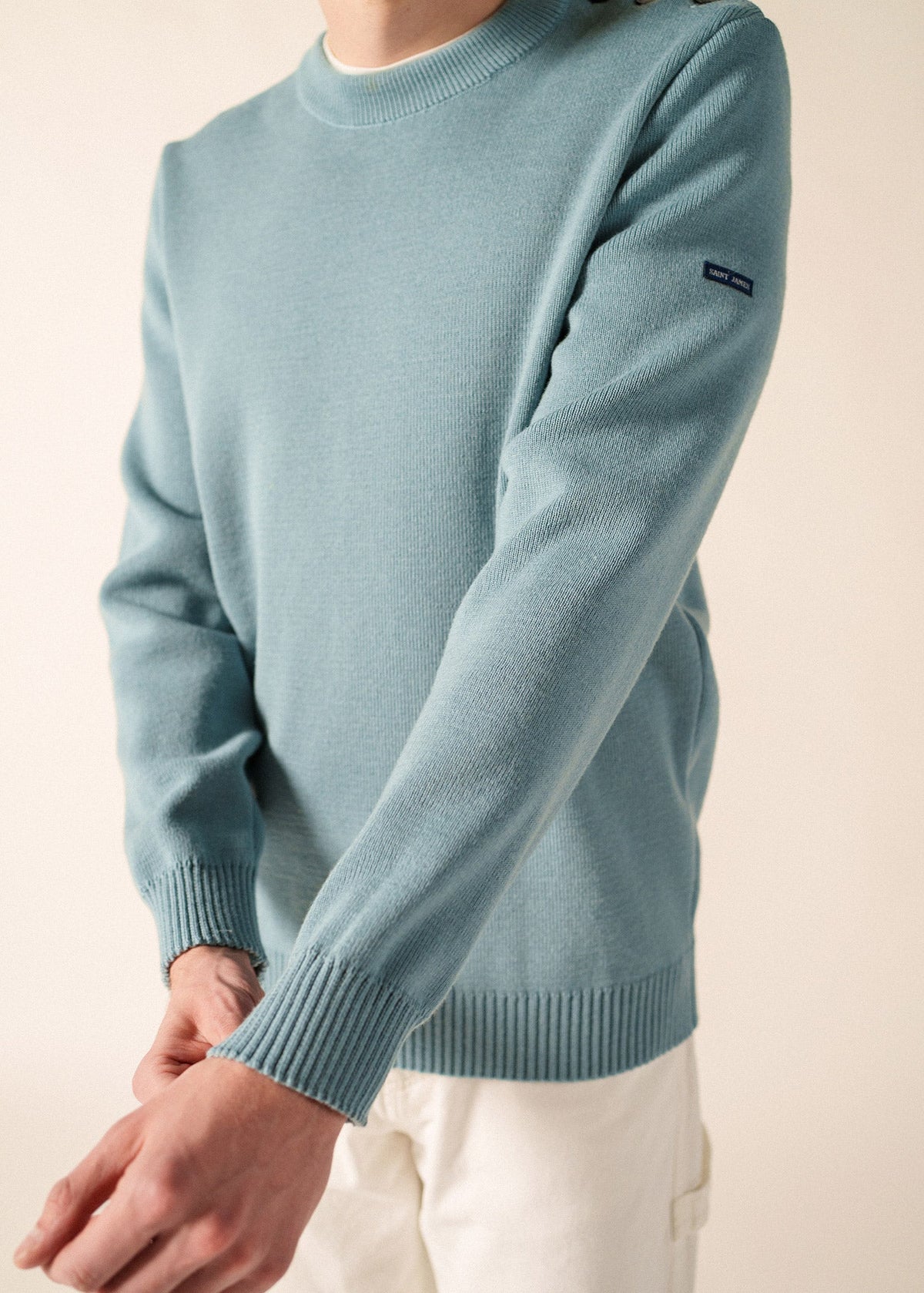 Saint James CANCALE Fisherman Sweater (LIGHT COASTAL BLUE)