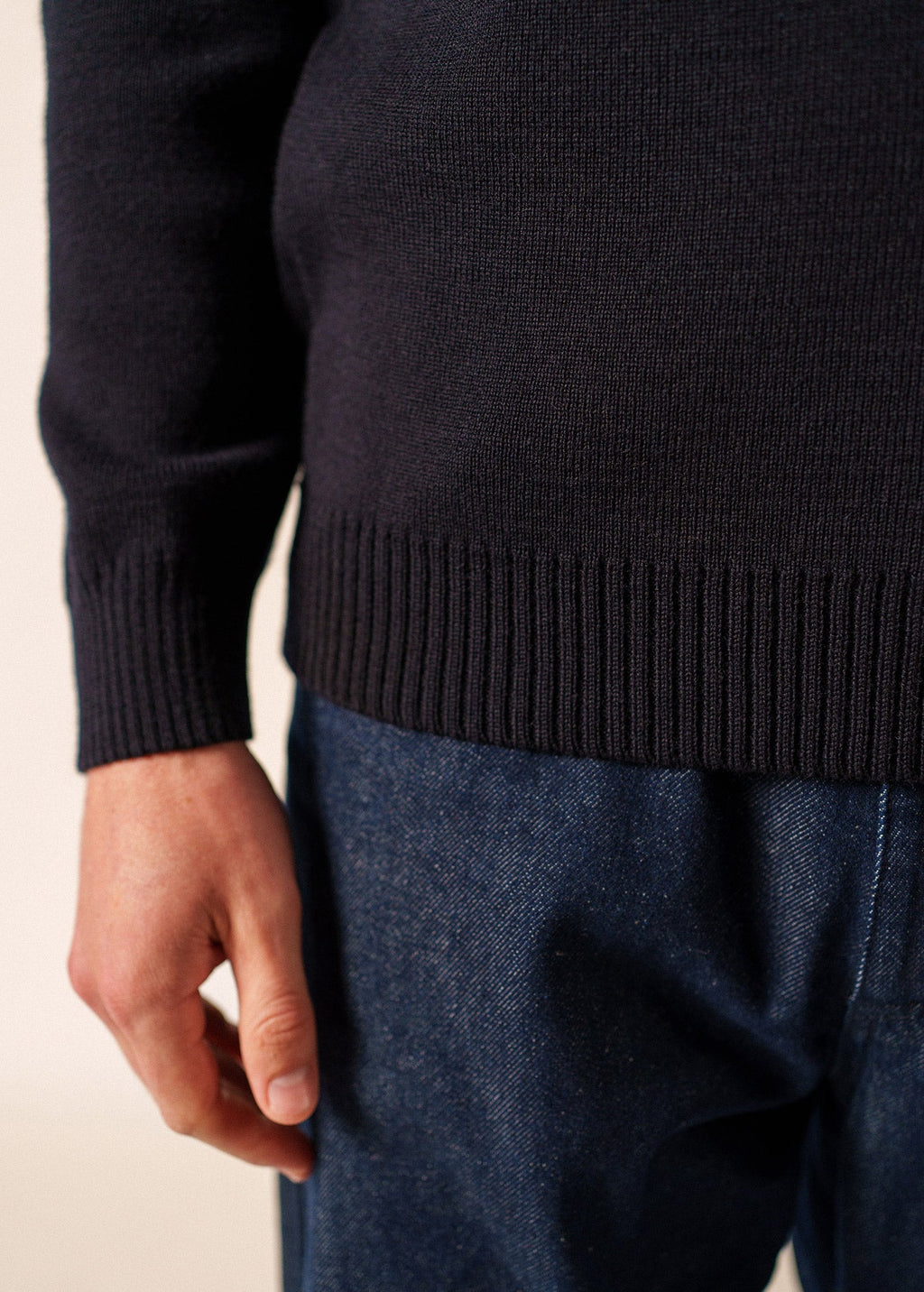 Saint James CANCALE - Wool Fisherman Sweater with Button Shoulder | Loose Fit (NAVY)