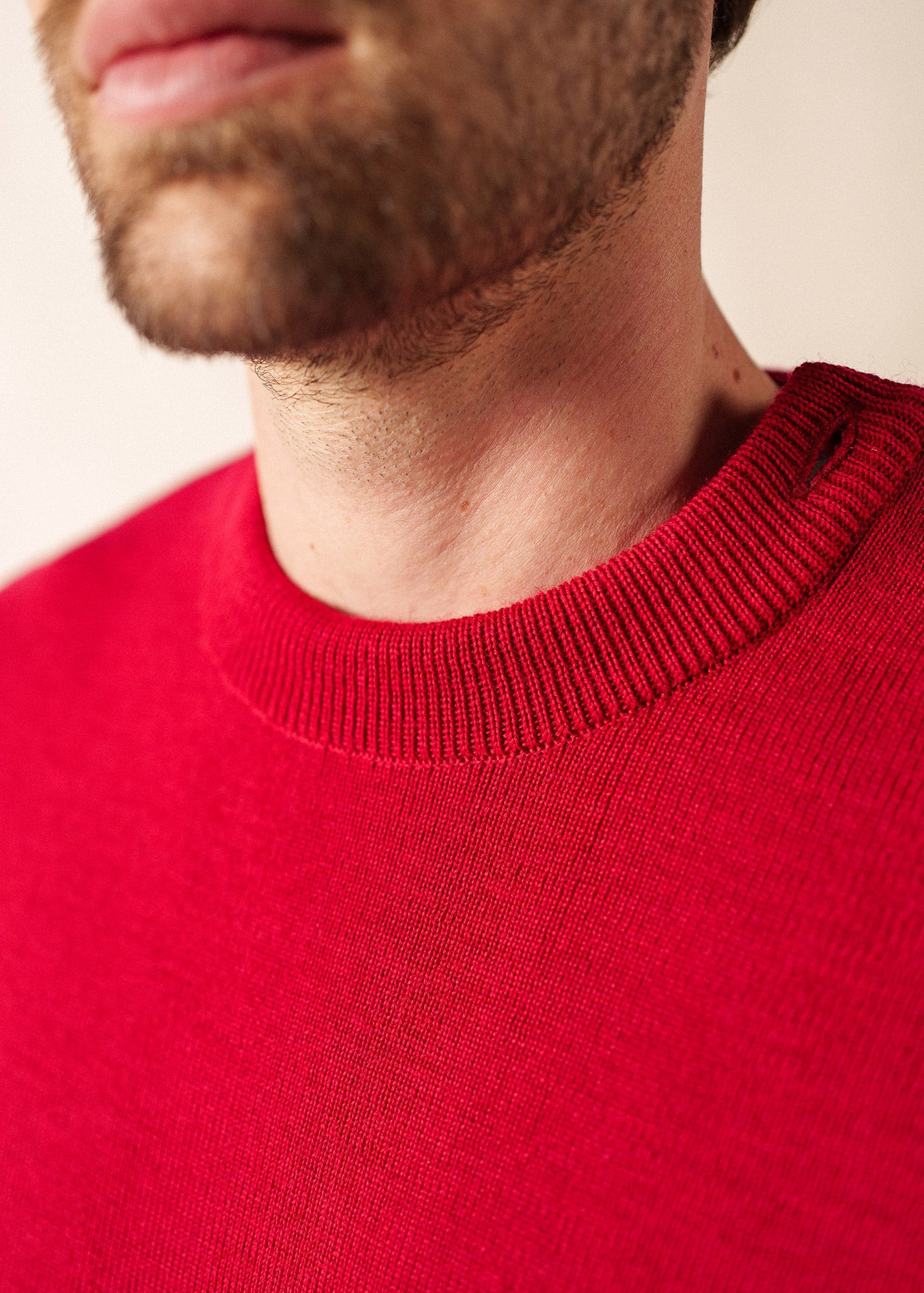 Saint James Cancale Wool Fisherman Sweater With Button Shoulder Loose Fit Red