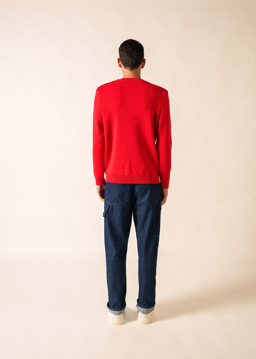 Saint James CANCALE - Wool Fisherman Sweater with Button Shoulder | Loose Fit (RED)