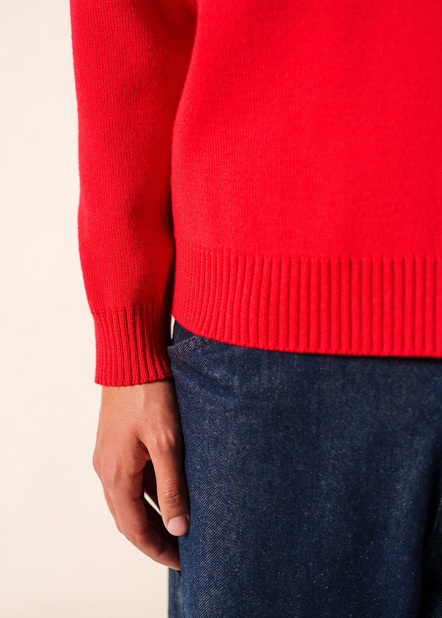 Saint James CANCALE - Wool Fisherman Sweater with Button Shoulder | Loose Fit (RED)