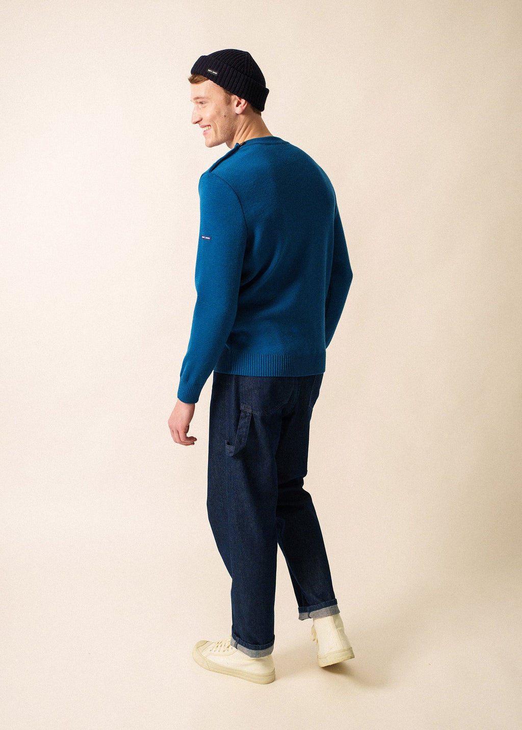 Saint James CANCALE - Wool Fisherman Sweater with Button Shoulder | Loose Fit (DEEP TEAL)